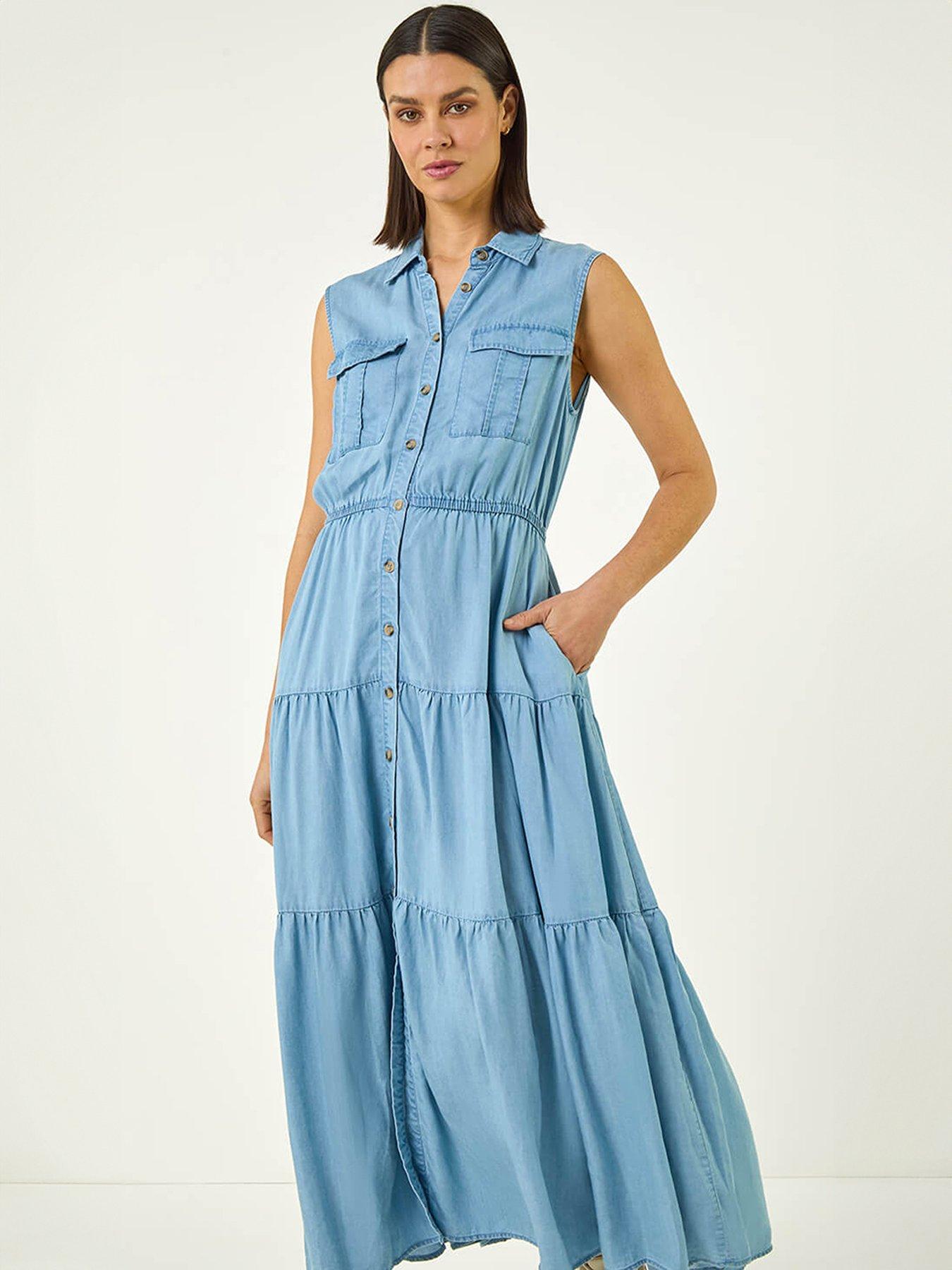 Roman Collared Tiered Midi Dress