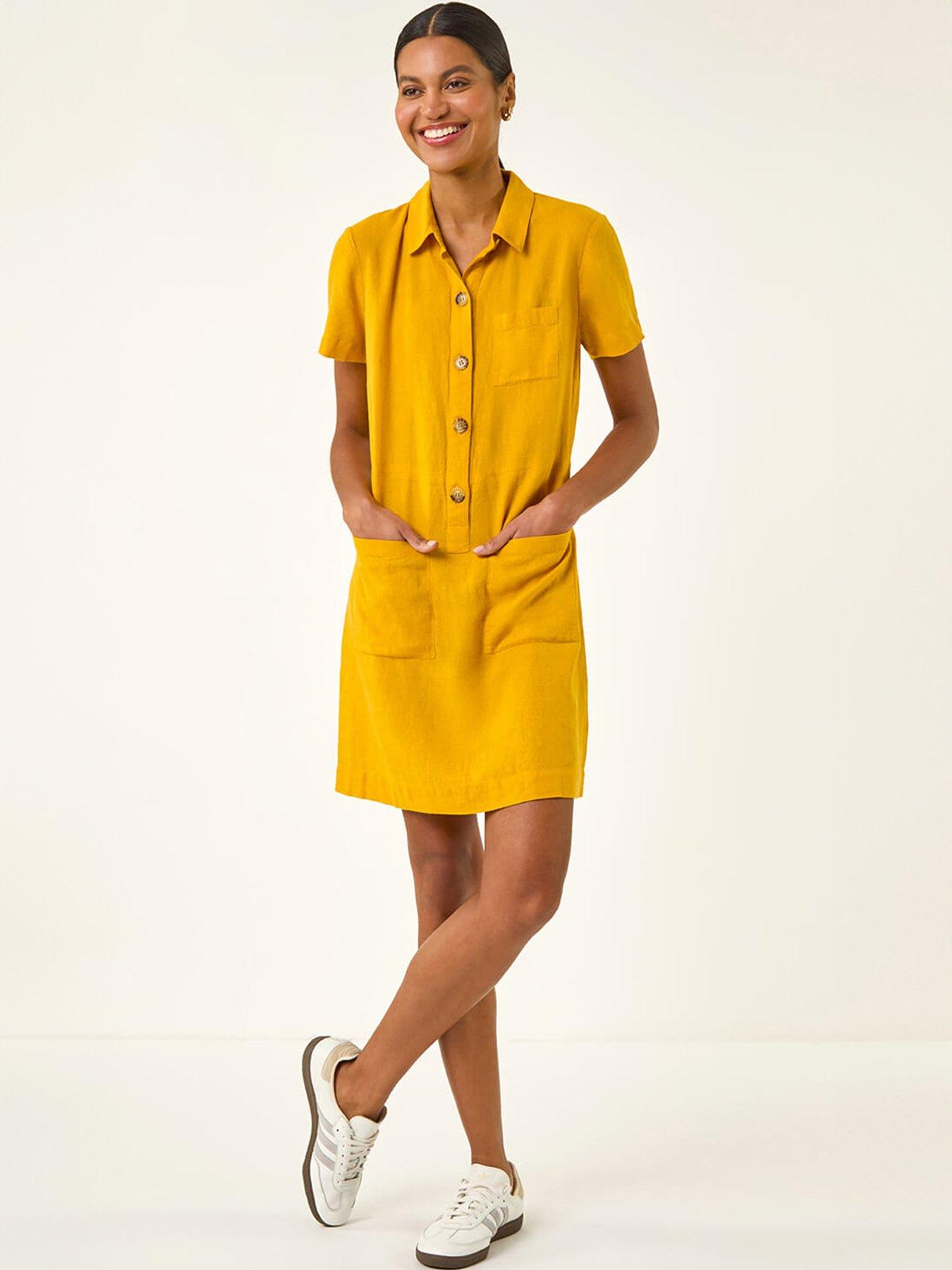 front image of roman-buttoned-mini-shirt-dress