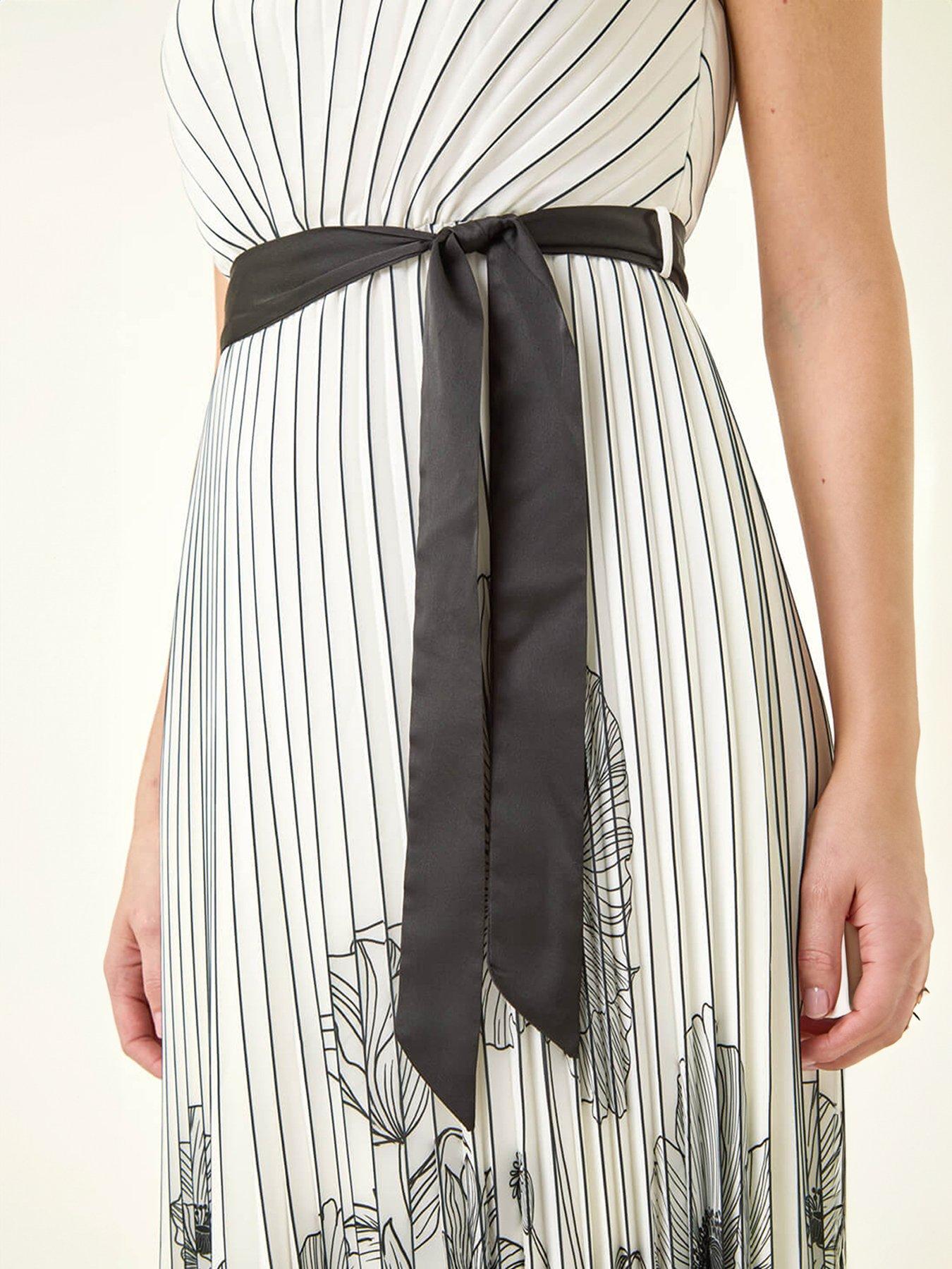 Image 2 of 5 of Roman Border Print Pleated Midi Dress