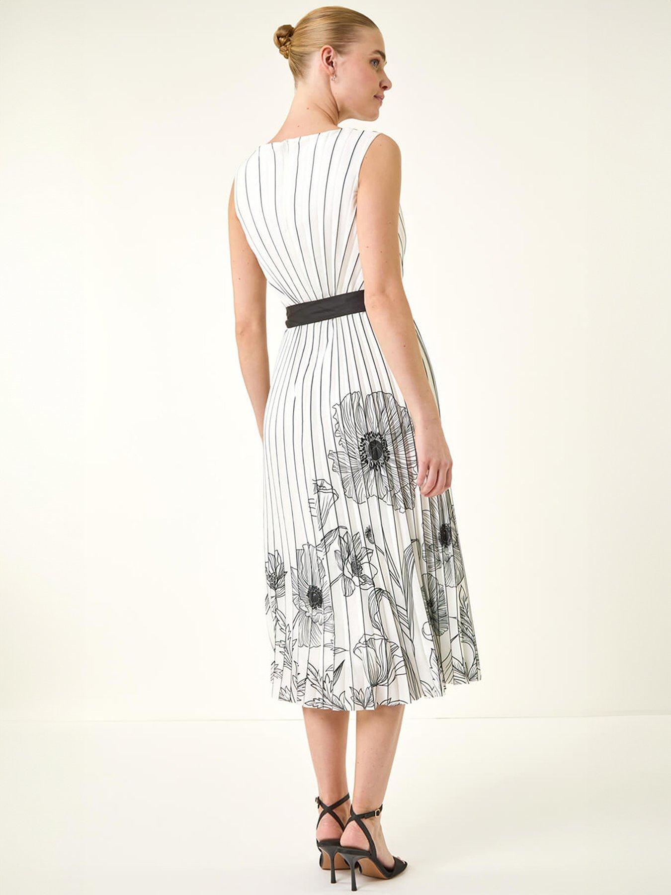 Image 4 of 5 of Roman Border Print Pleated Midi Dress