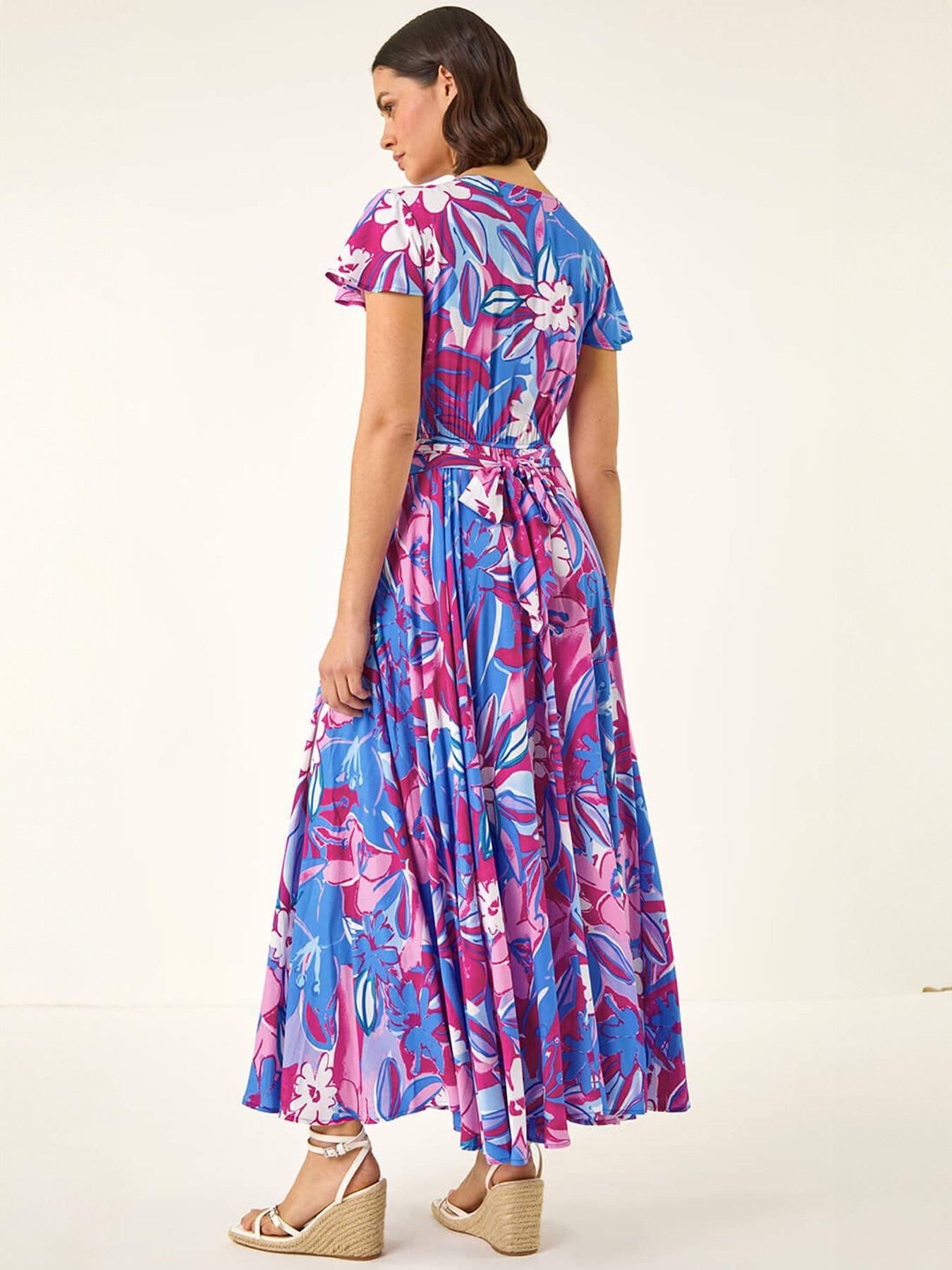 Image 2 of 5 of Roman Abstract Floral Ruched Midi Dress