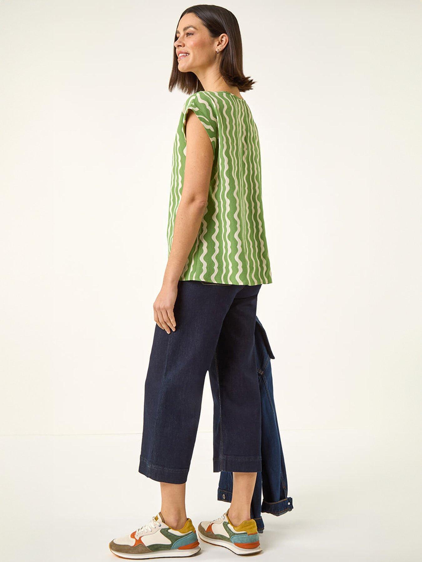 Image 2 of 5 of Roman Abstract Wave Print Shell Top