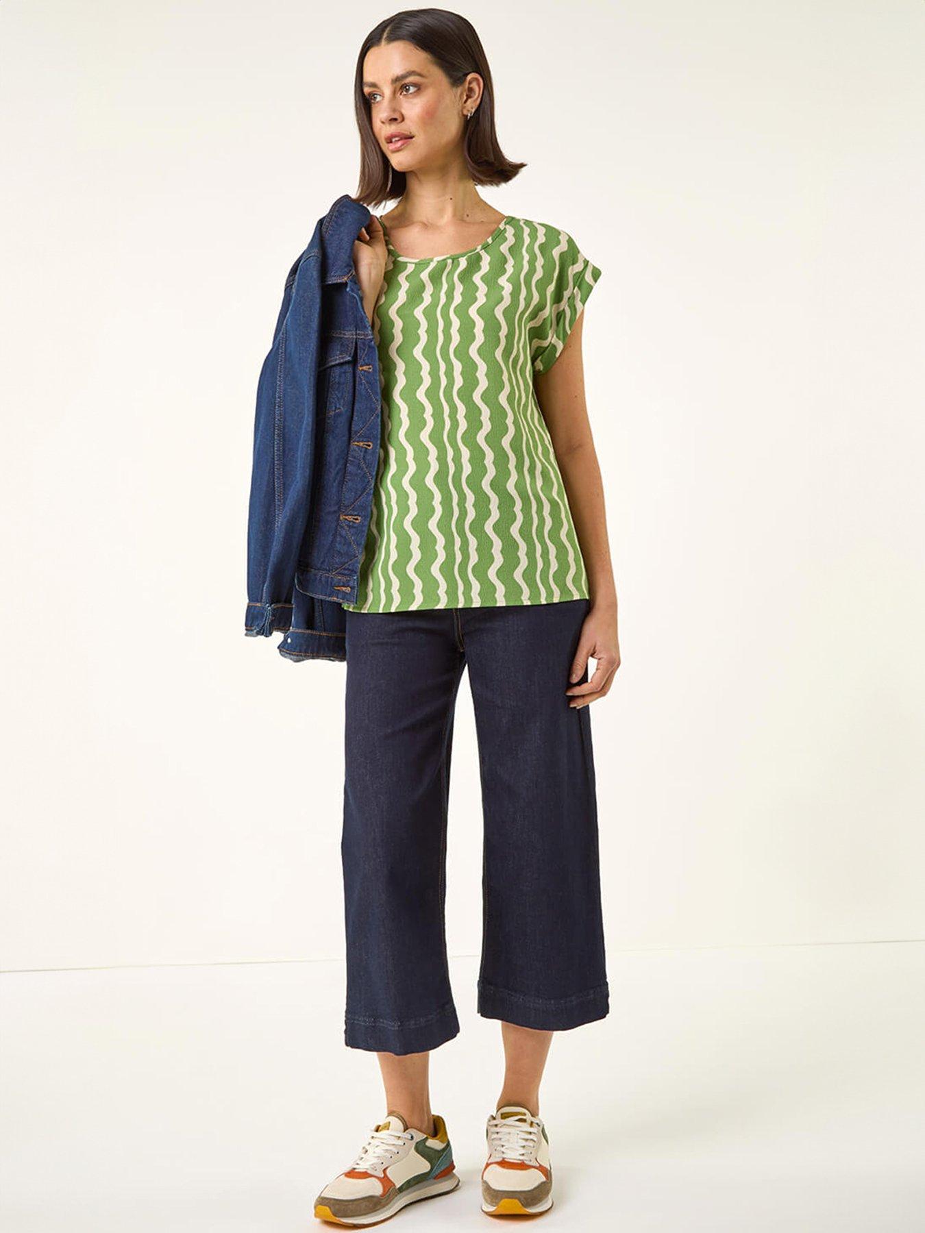Image 3 of 5 of Roman Abstract Wave Print Shell Top