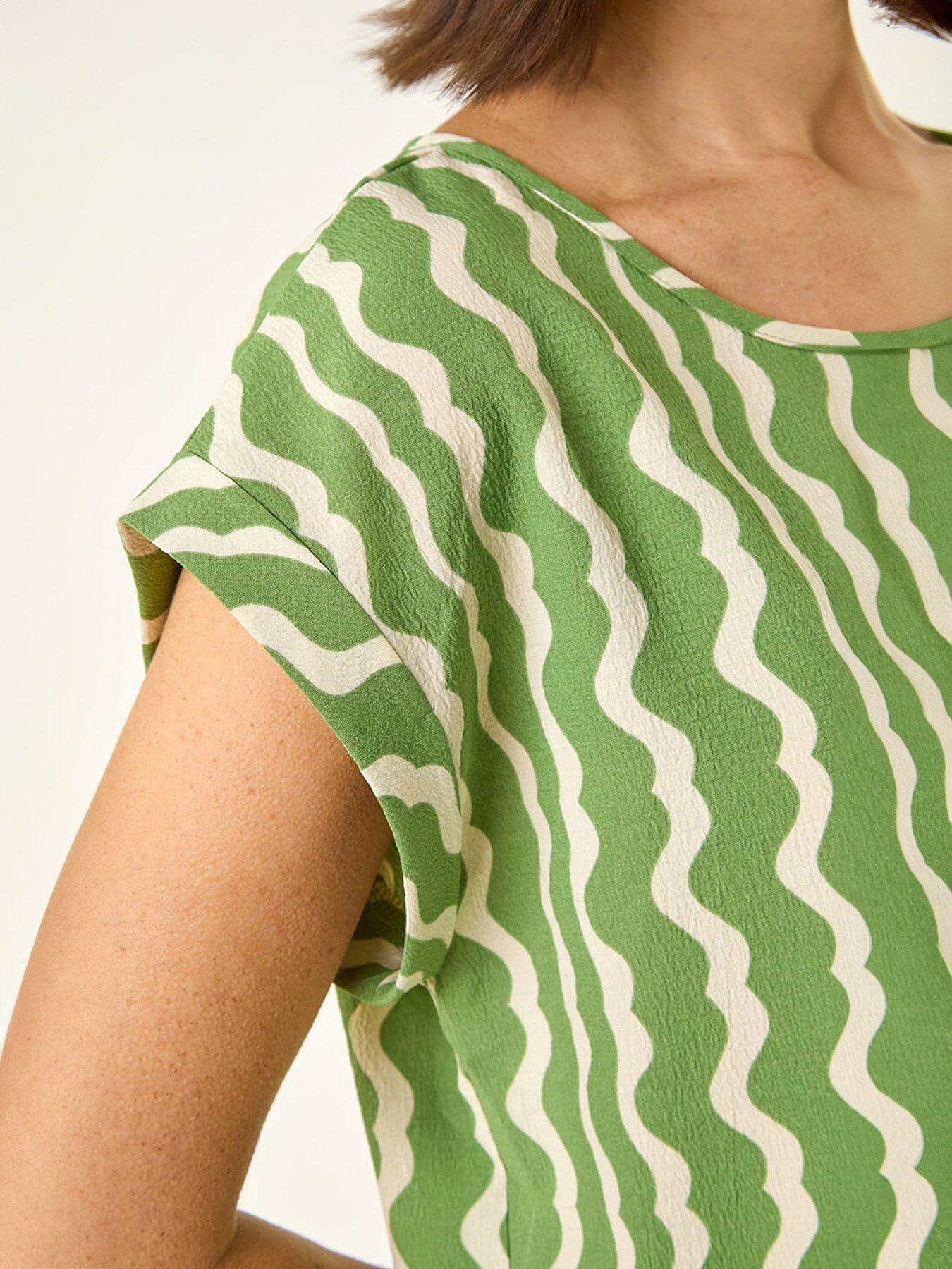 Image 5 of 5 of Roman Abstract Wave Print Shell Top