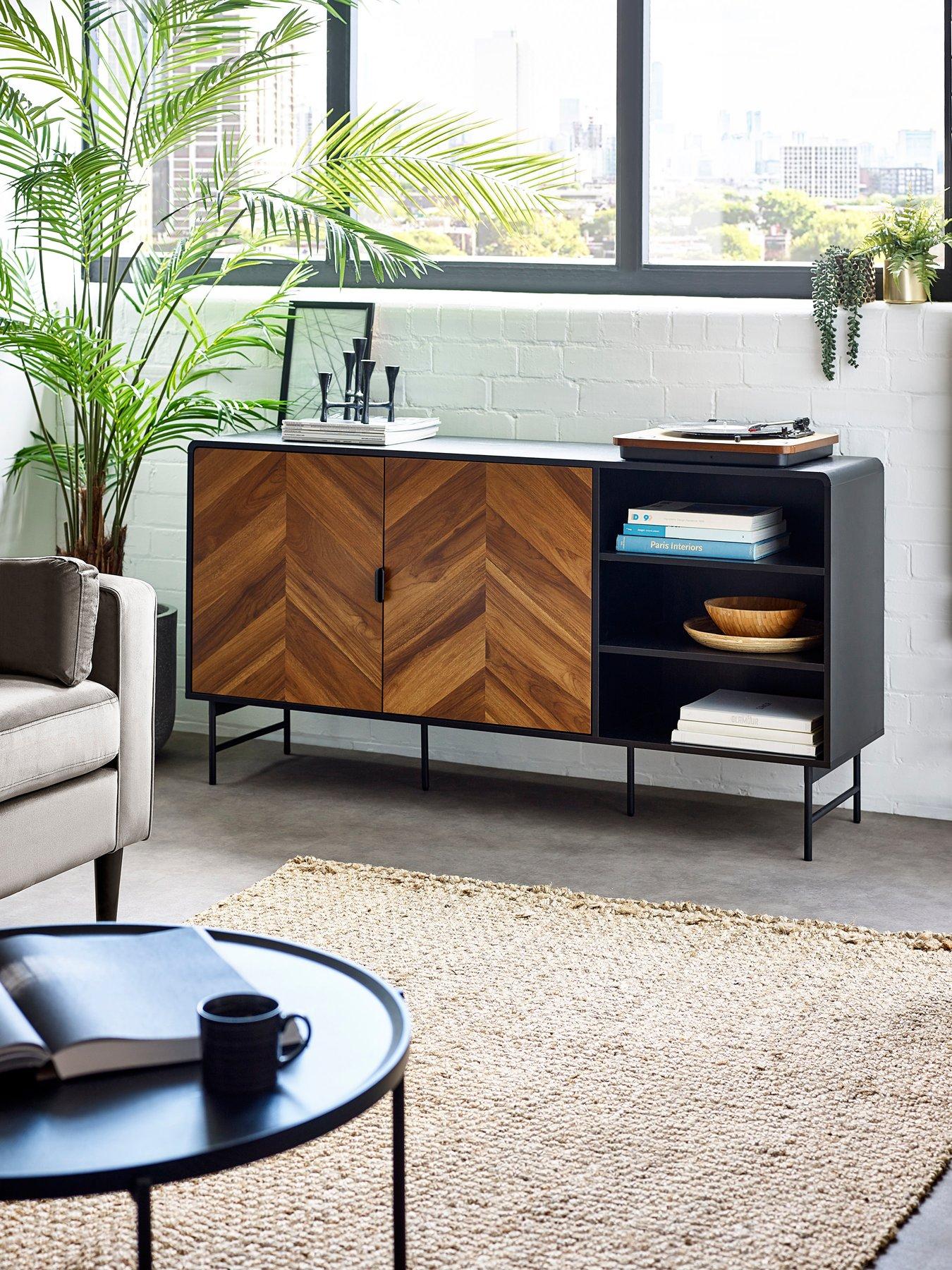 Julian Bowen Alvin Black And Natural Wood-effect Sideboard