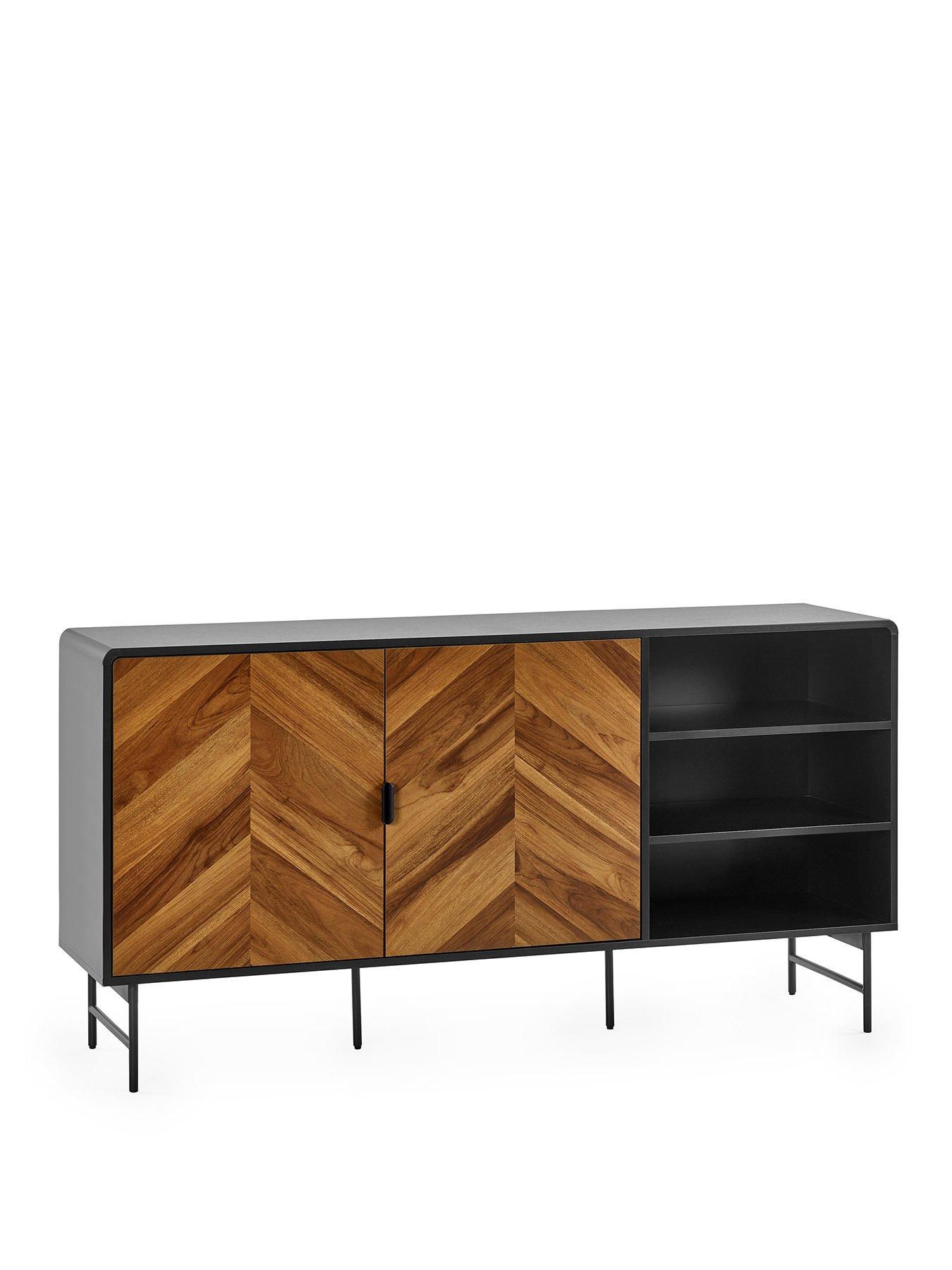 Image 2 of 7 of Julian Bowen Alvin Black And Natural Wood-effect Sideboard