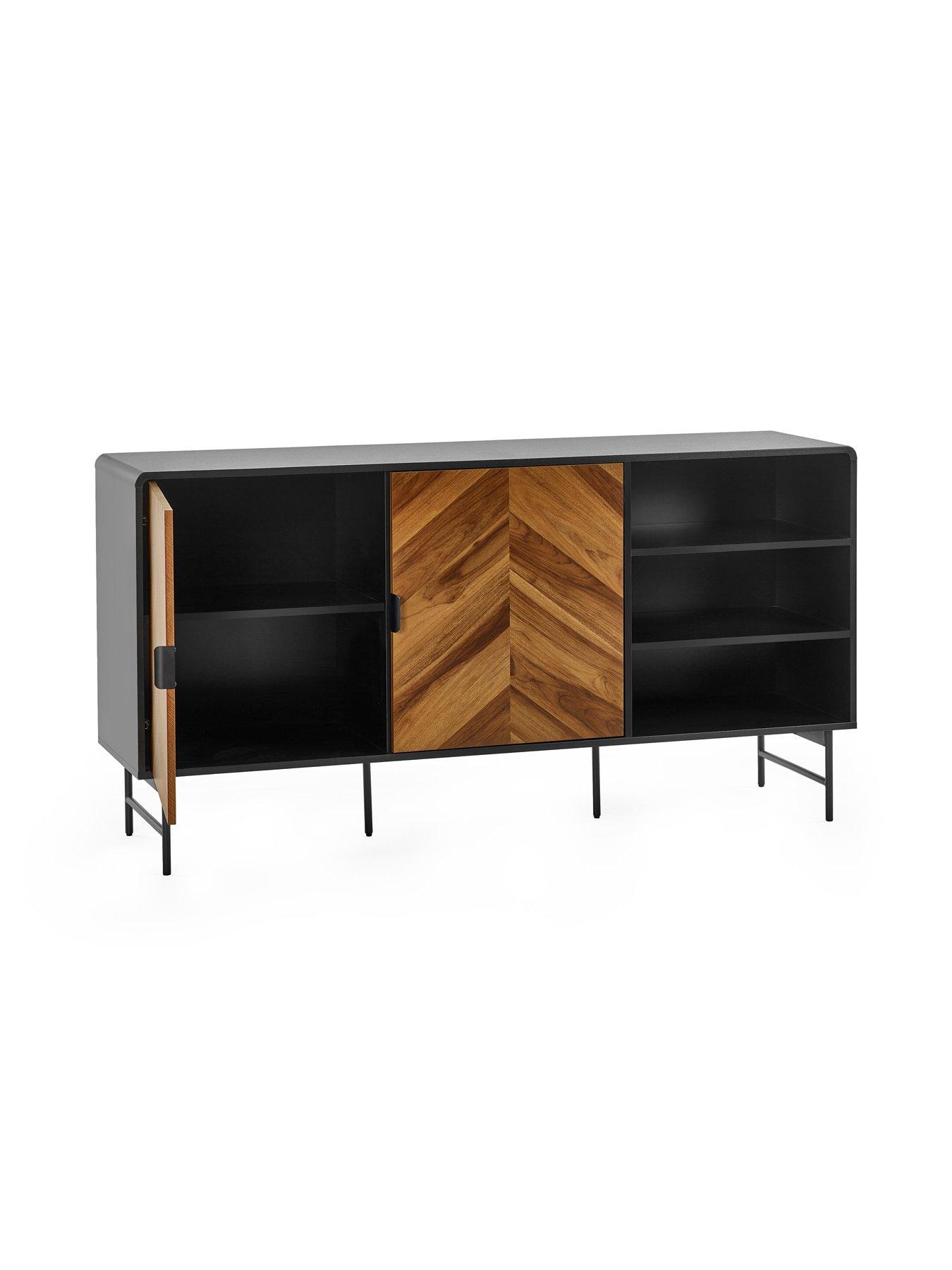 Image 3 of 7 of Julian Bowen Alvin Black And Natural Wood-effect Sideboard