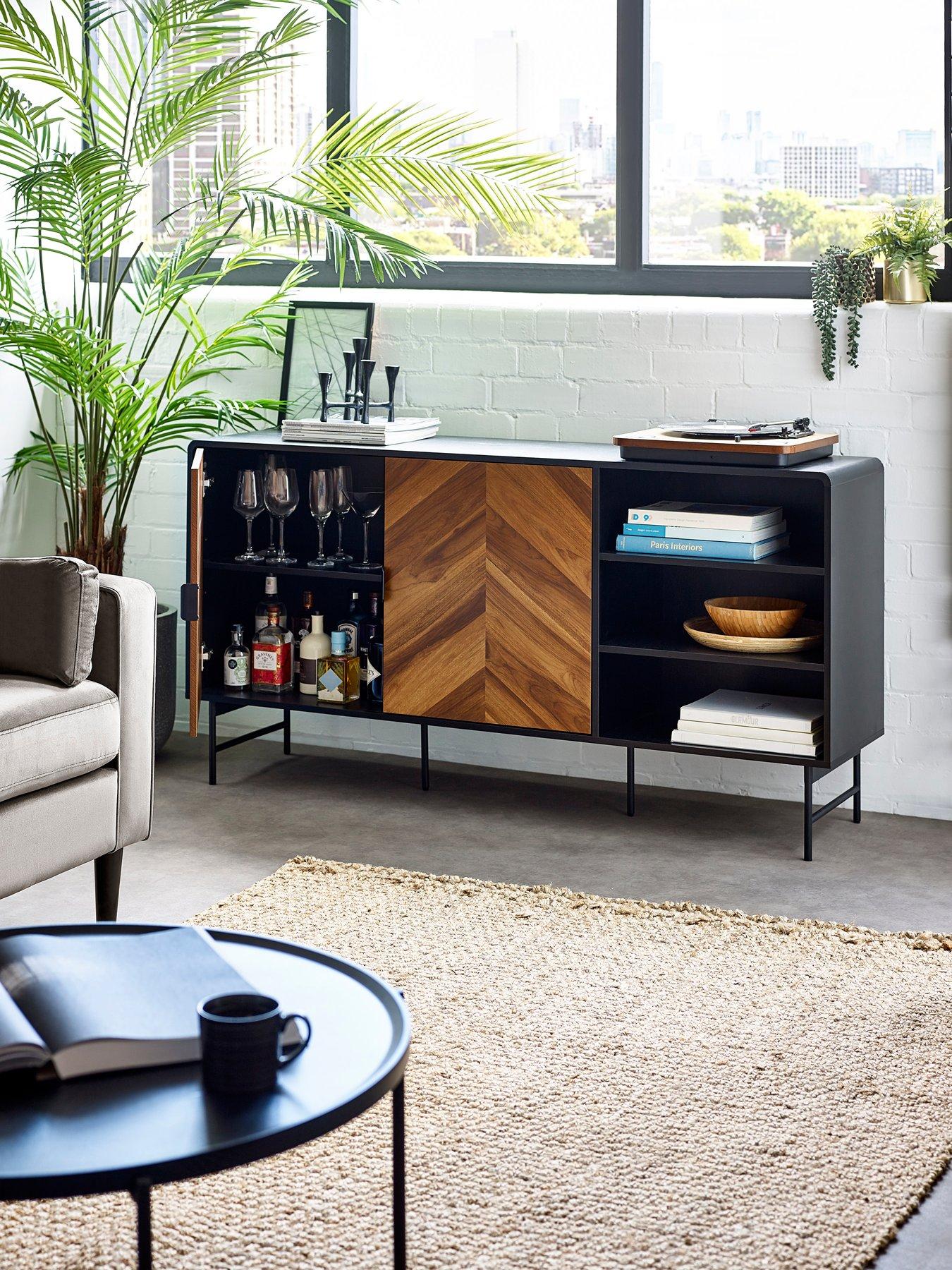 Image 4 of 7 of Julian Bowen Alvin Black And Natural Wood-effect Sideboard