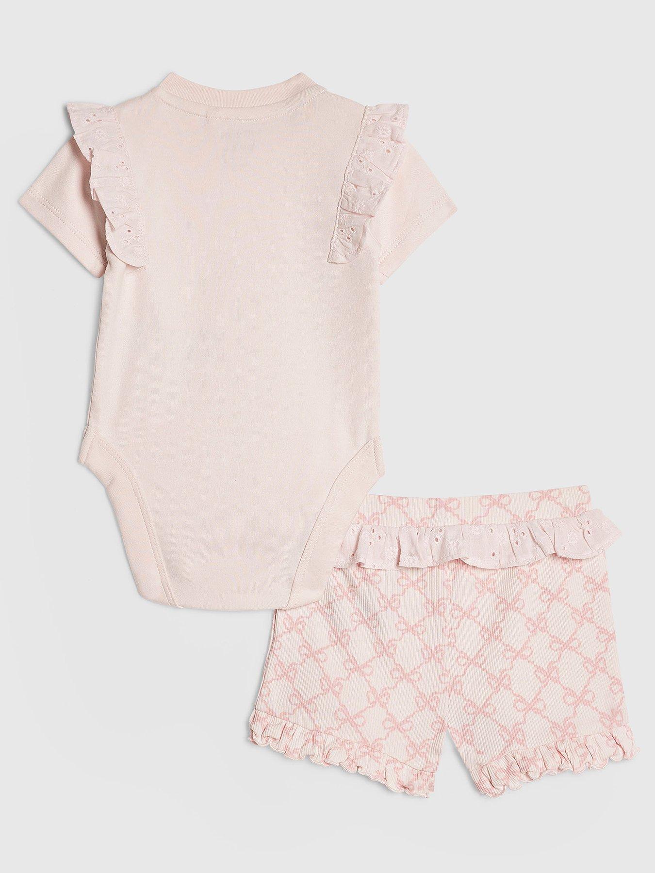 Image 2 of 4 of River Island Baby Girls Love Bodysuit Set - Light Pink
