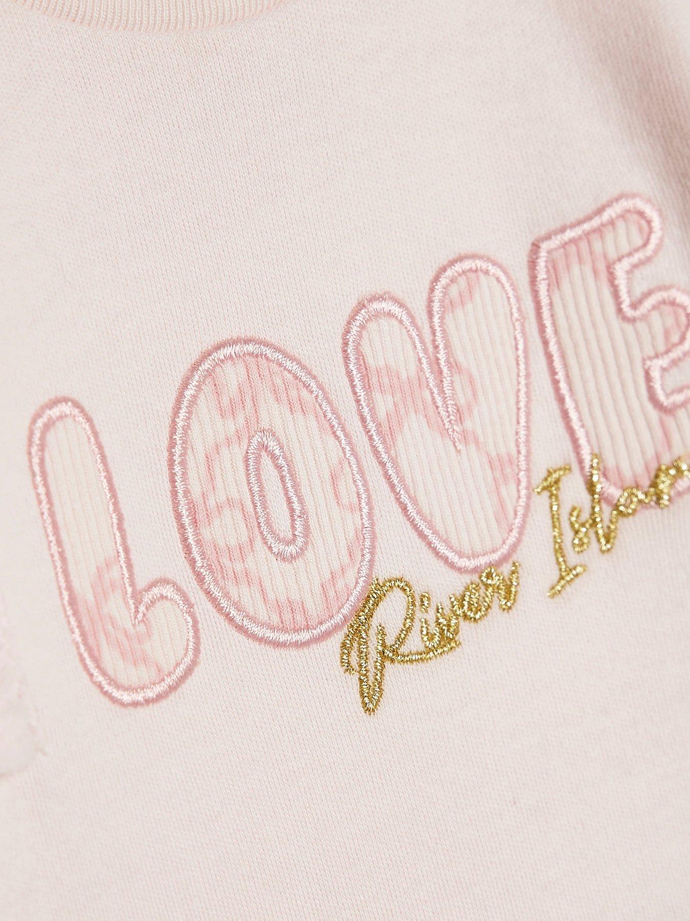 Image 4 of 4 of River Island Baby Girls Love Bodysuit Set - Light Pink