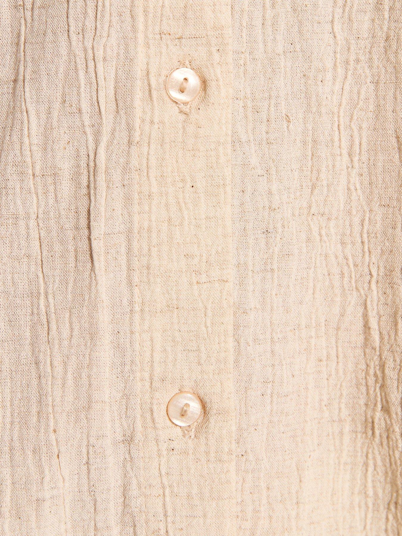 Image 7 of 7 of New Look Textured Oversized Beach Shirt - Off White