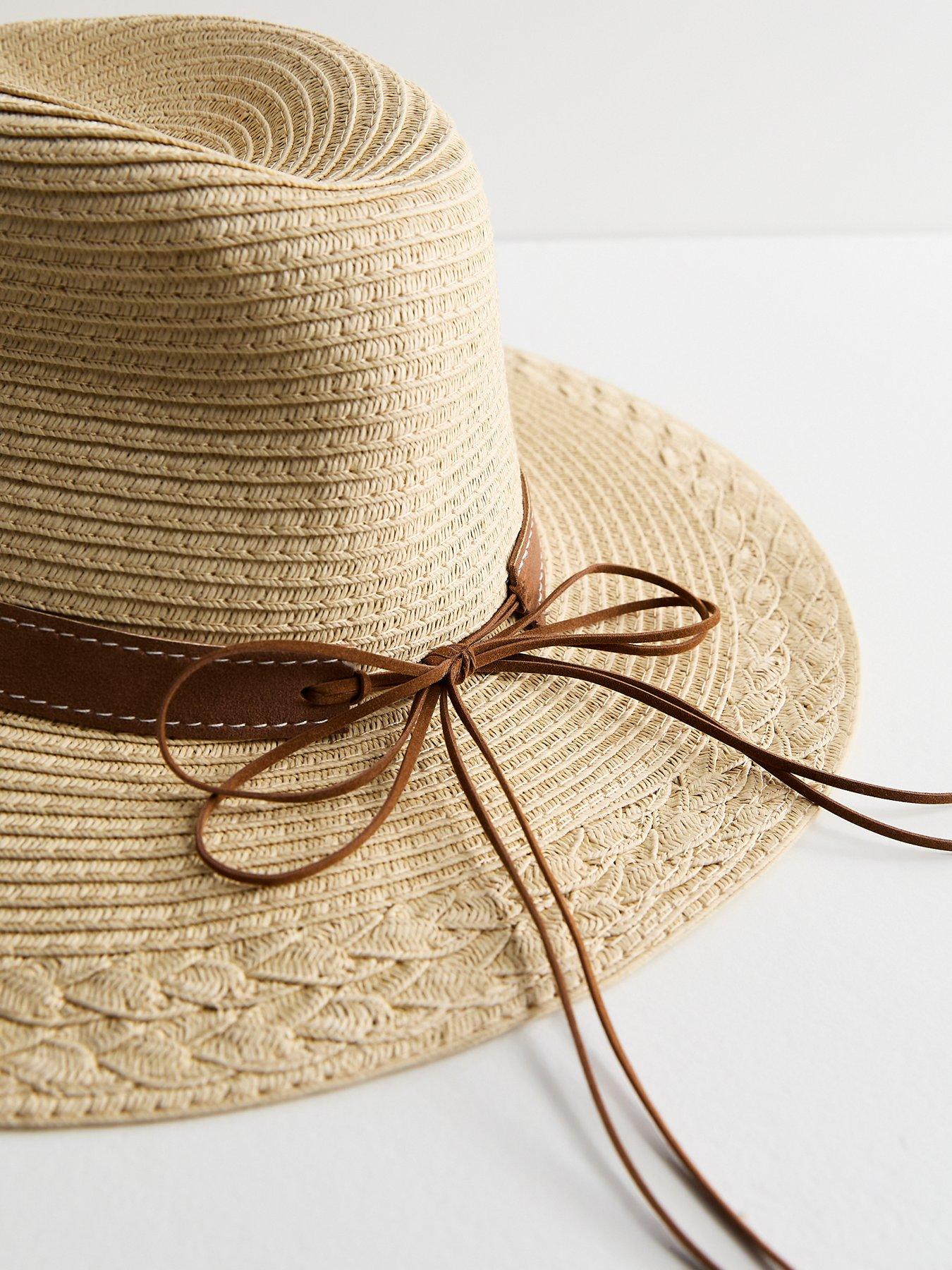 image of new-look-stone-suede-trim-straw-fedora-hat-beige