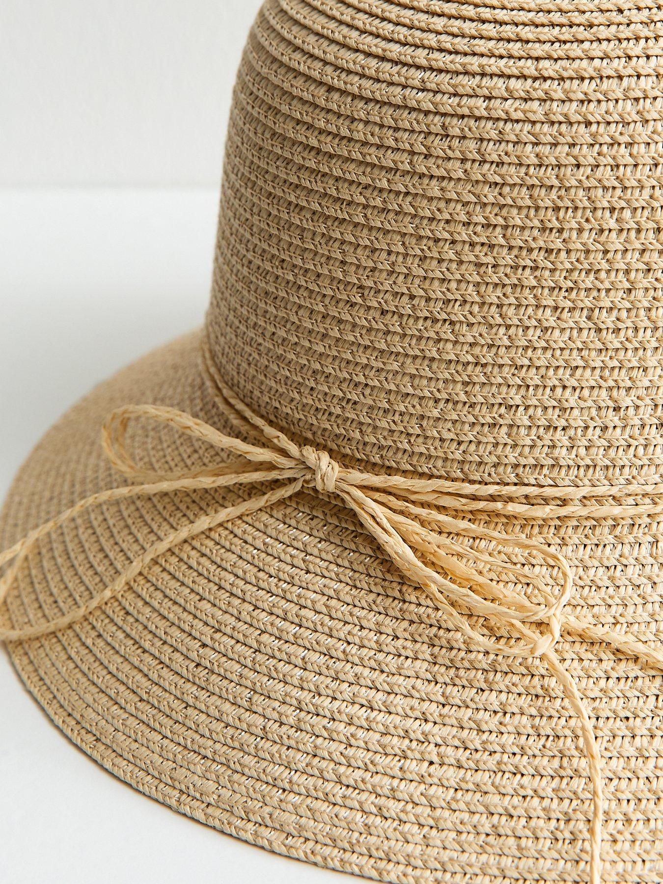  image of new-look-stone-straw-bow-bucket-hat