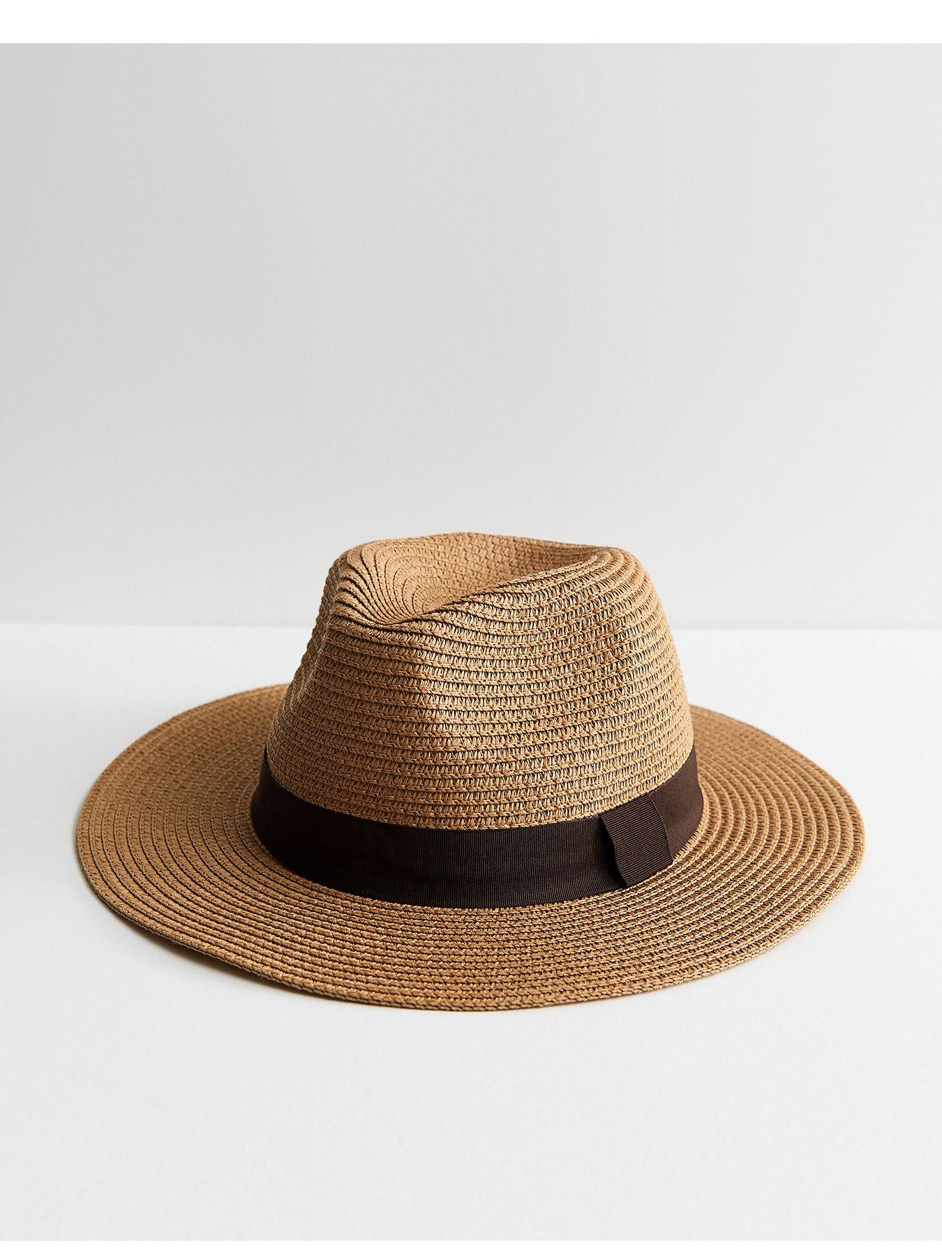 Image 1 of 3 of New Look Tan Straw Fedora Hat - Brown