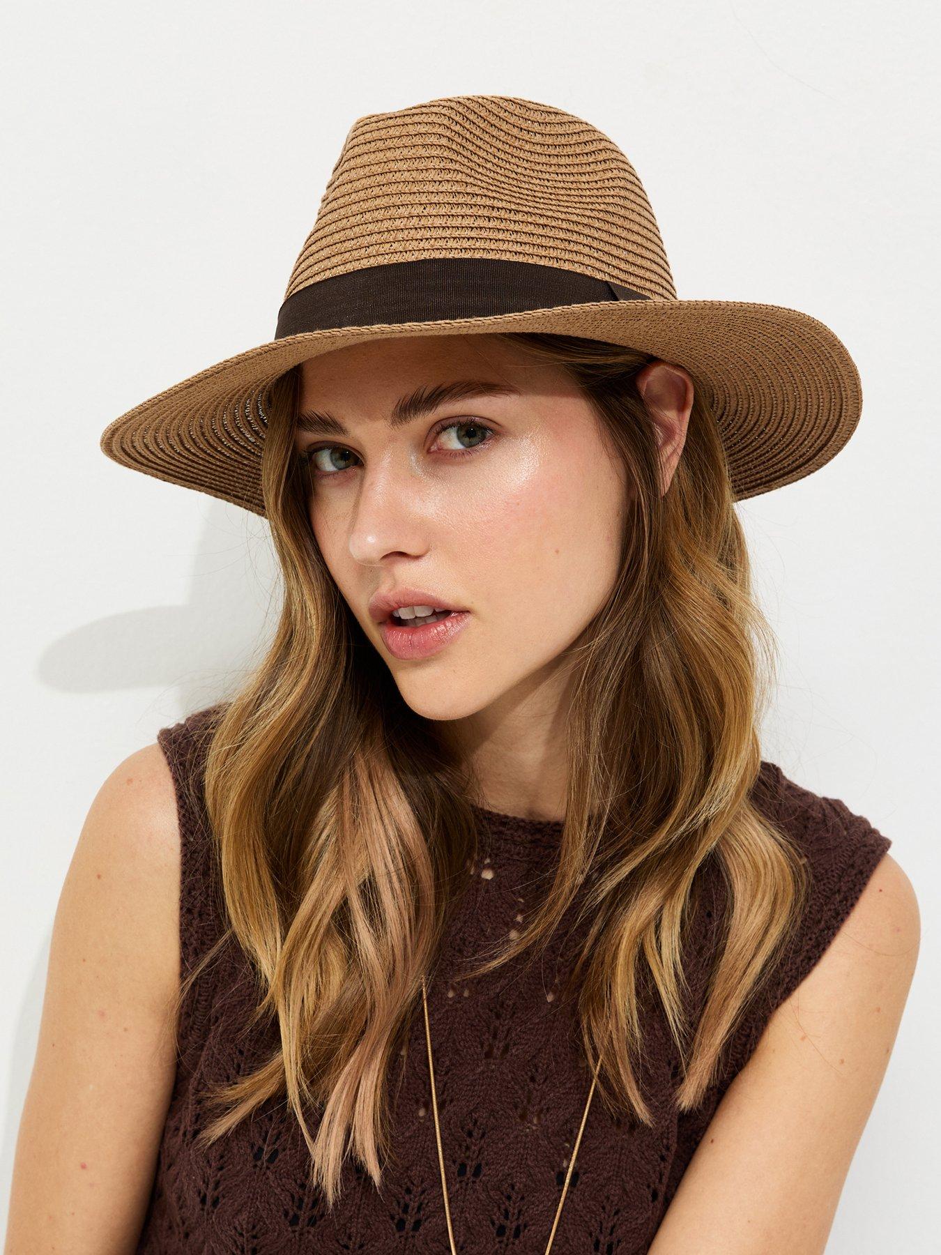 Image 2 of 3 of New Look Tan Straw Fedora Hat - Brown
