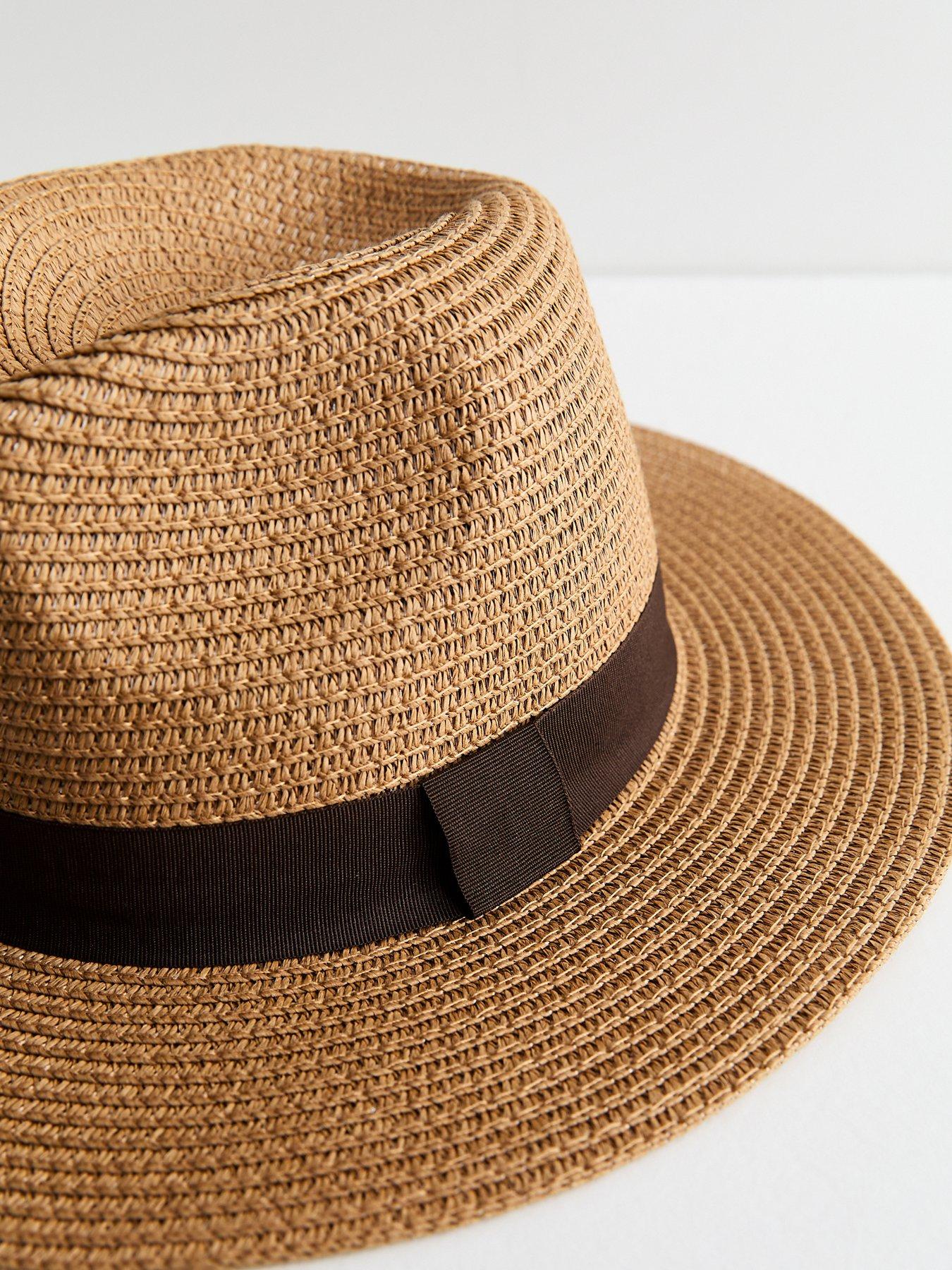 Image 3 of 3 of New Look Tan Straw Fedora Hat - Brown