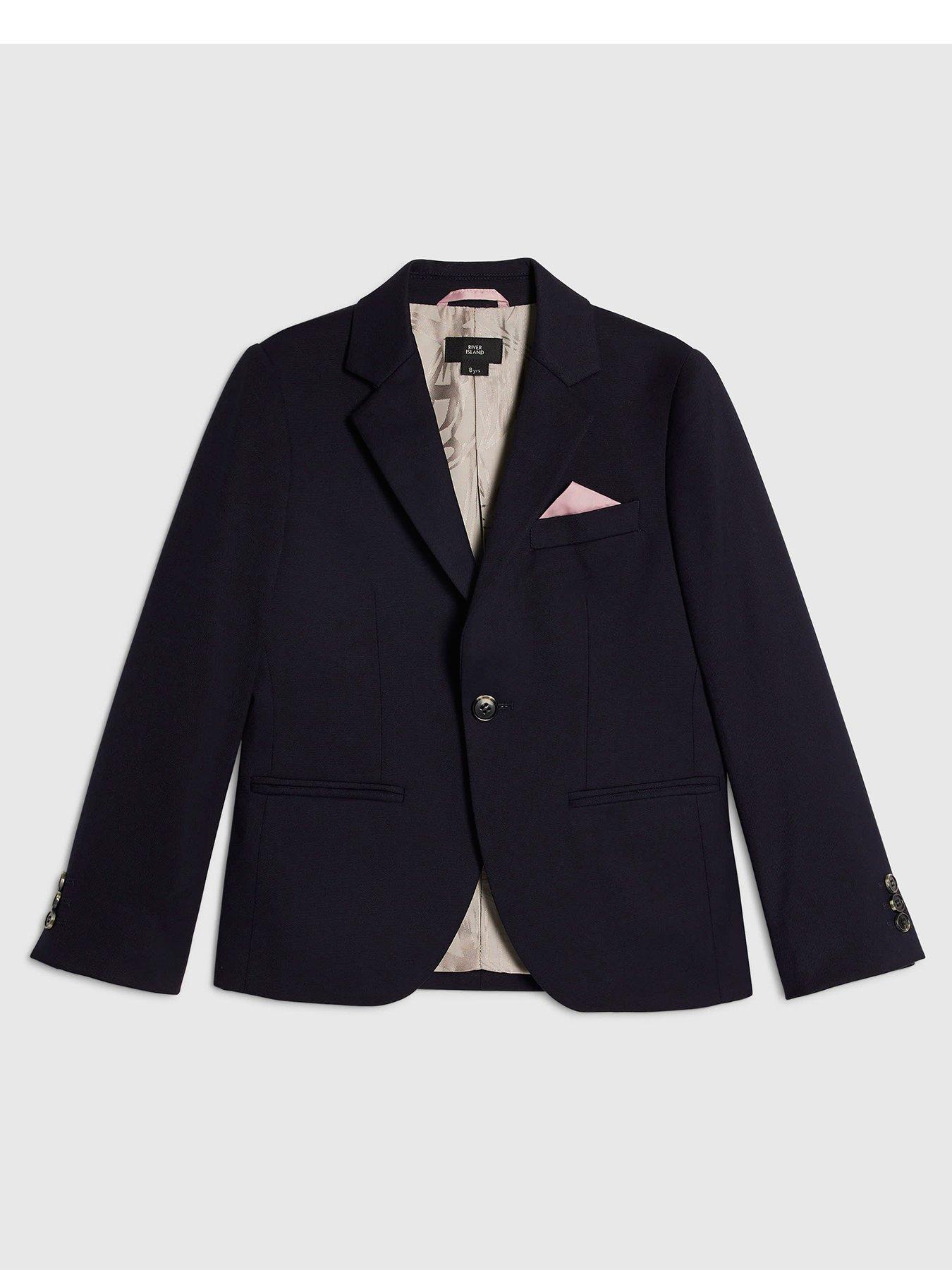 Image 1 of 4 of River Island Older Boys Tailored Suit Jacket - Navy
