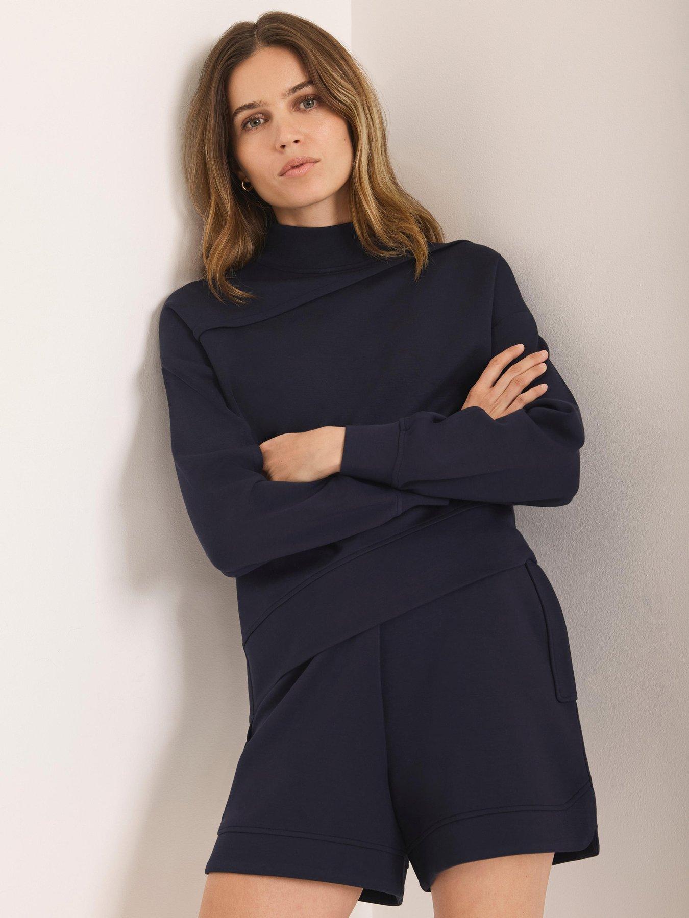 Image 1 of 6 of Mint Velvet Super Soft Asymmetric Detail Sweatshirt - Navy