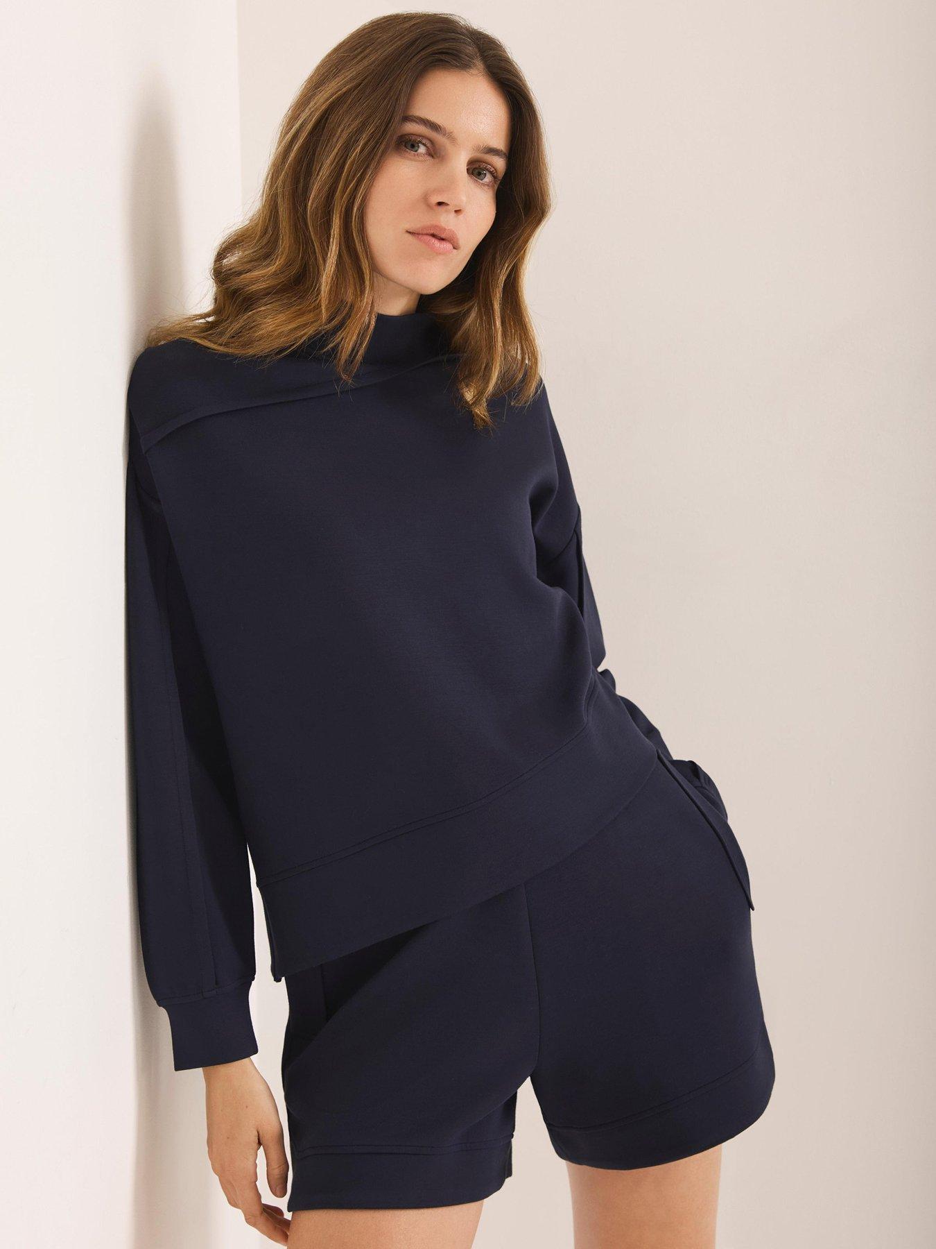 Image 4 of 6 of Mint Velvet Super Soft Asymmetric Detail Sweatshirt - Navy