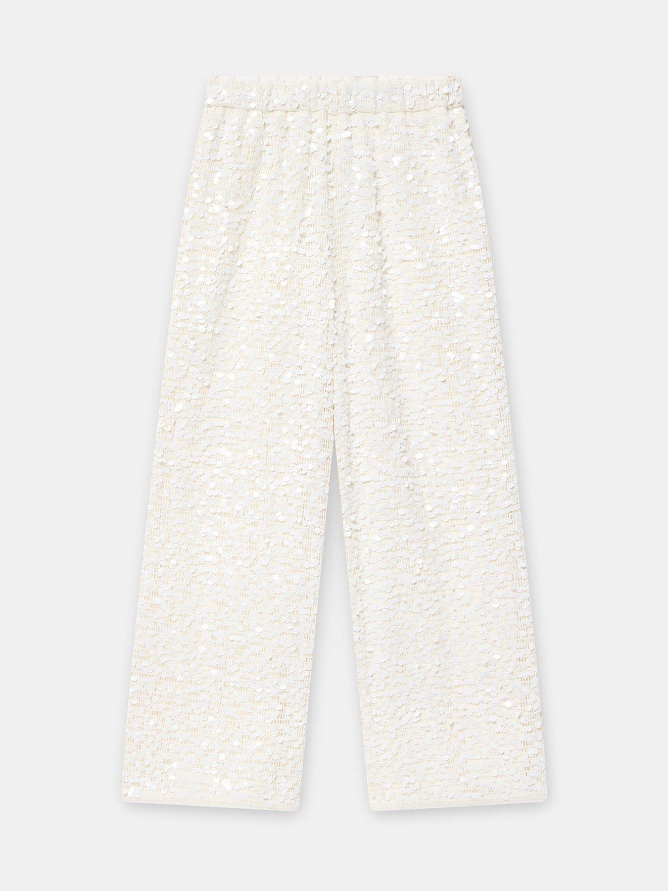 Image 5 of 6 of Mint Velvet Cream Sequin Beach Trouser