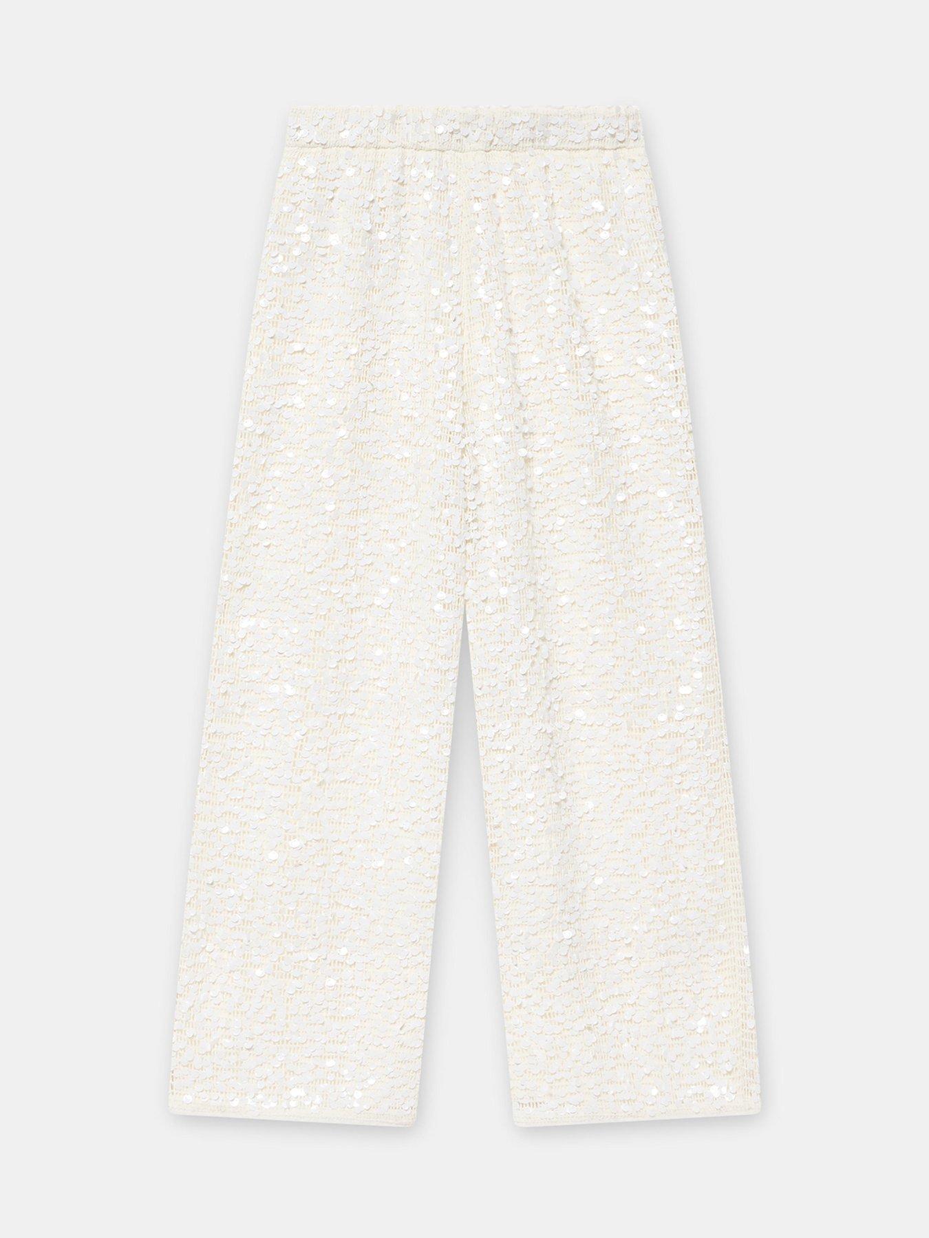 Image 6 of 6 of Mint Velvet Cream Sequin Beach Trouser