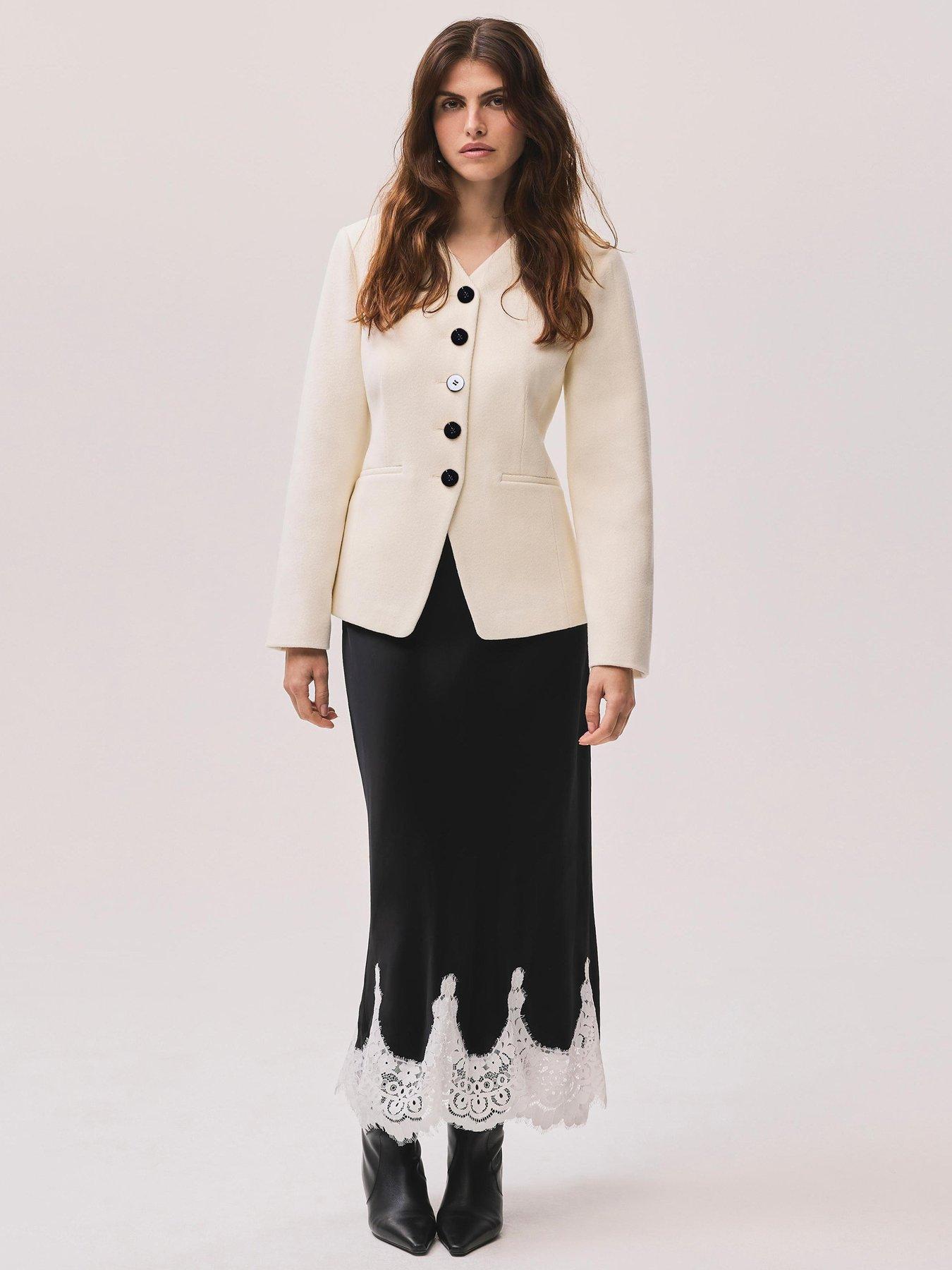 Mint Velvet Twill Sculpted Jacket - Cream