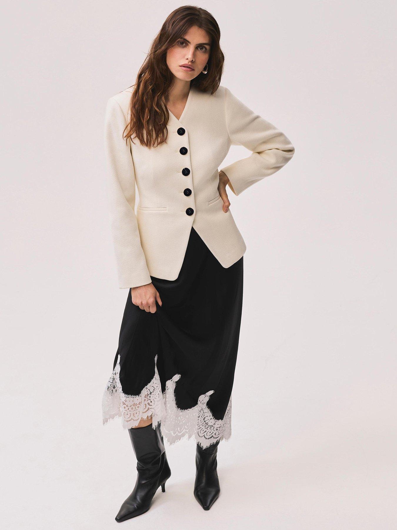 Image 3 of 6 of Mint Velvet Twill Sculpted Jacket - Cream
