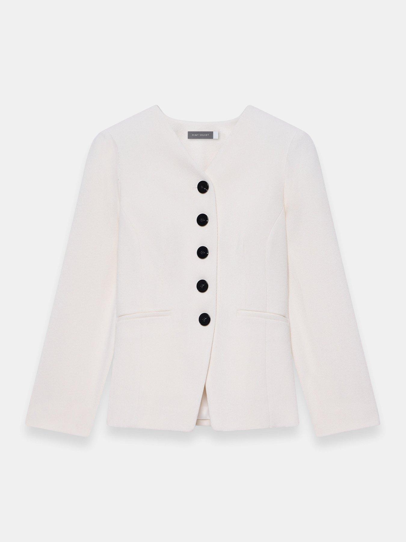 Image 5 of 6 of Mint Velvet Twill Sculpted Jacket - Cream