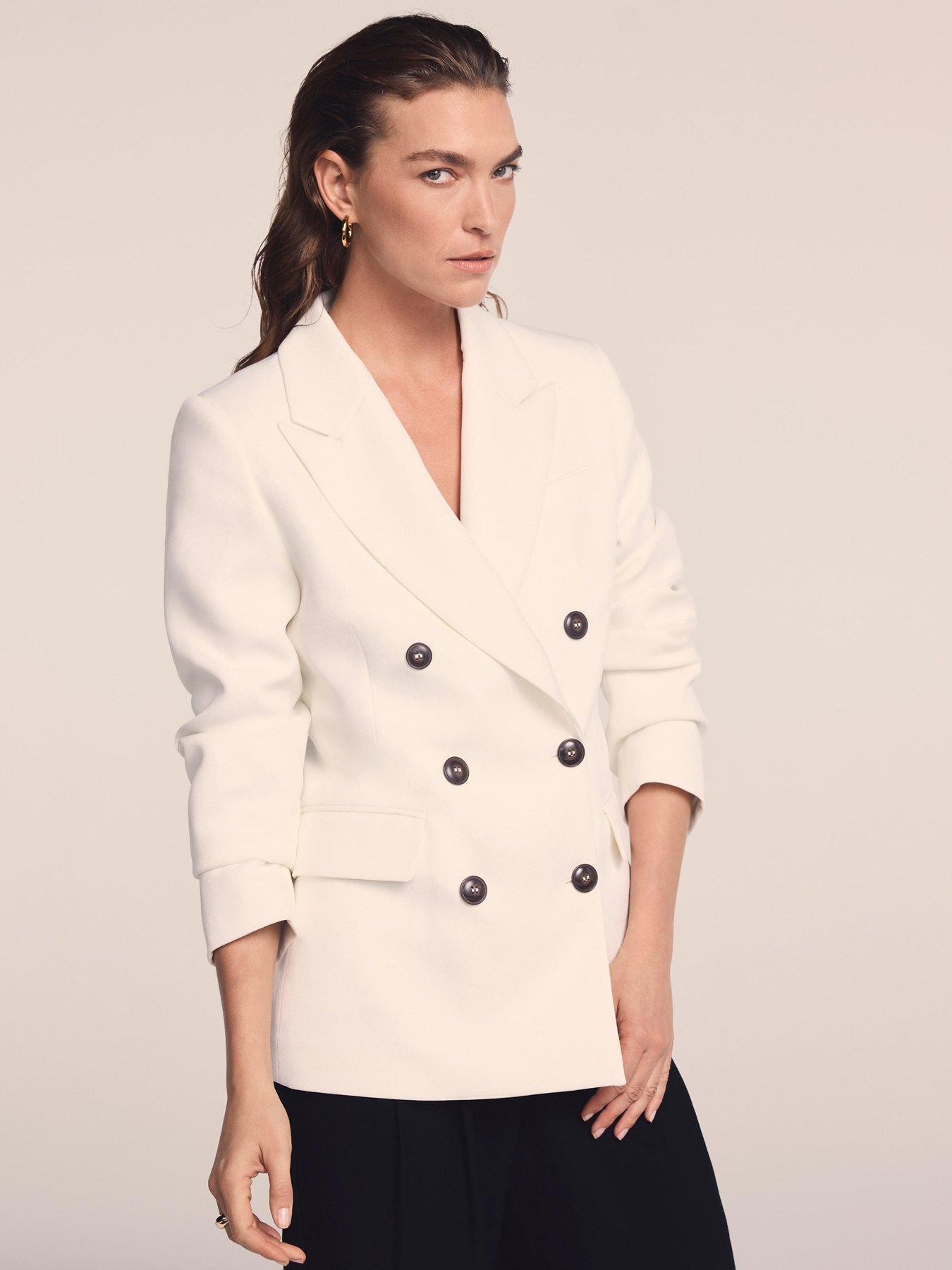 Mint Velvet Relaxed Double Breasted Blazer - Cream