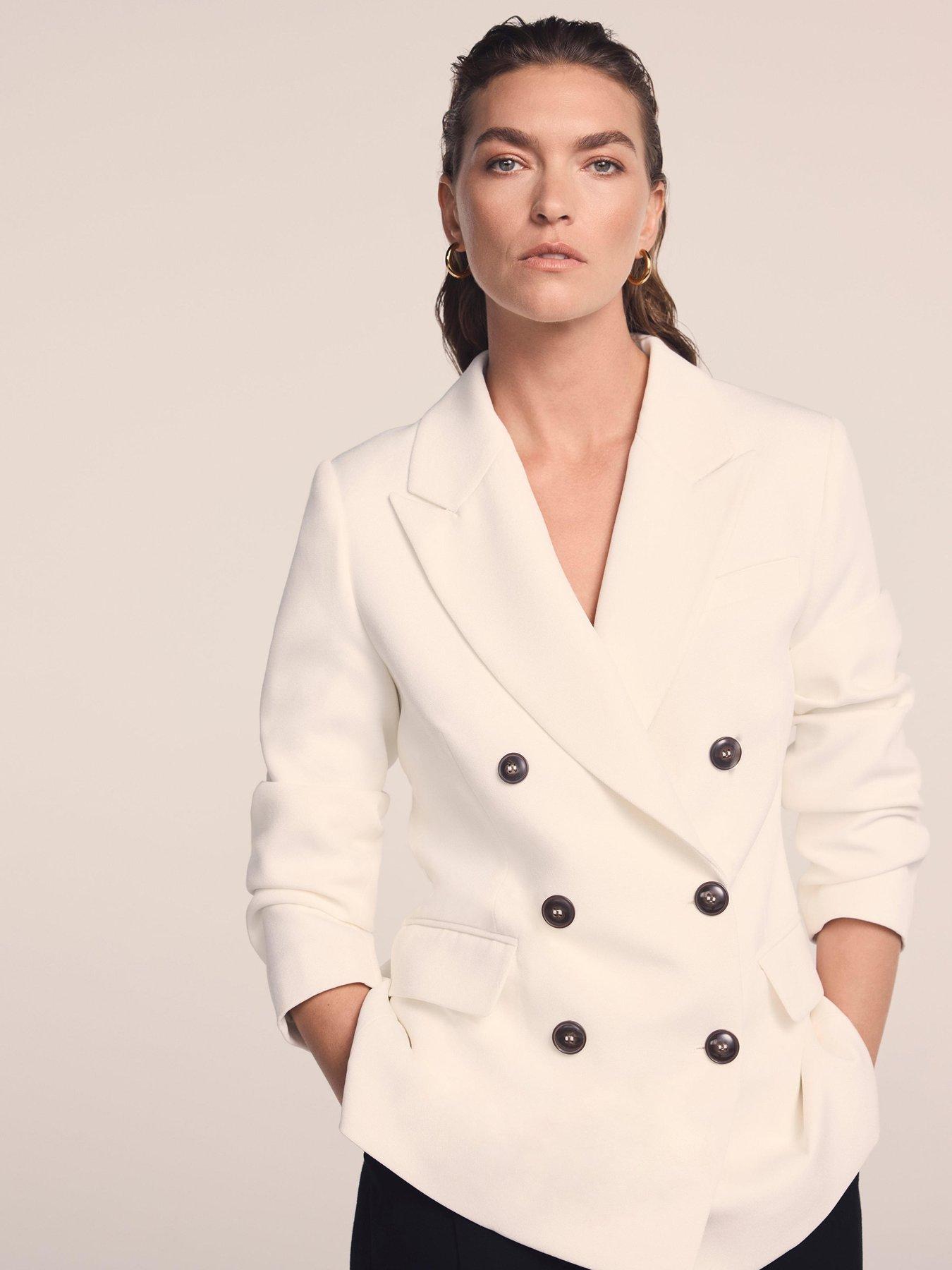 Image 2 of 6 of Mint Velvet Relaxed Double Breasted Blazer - Cream