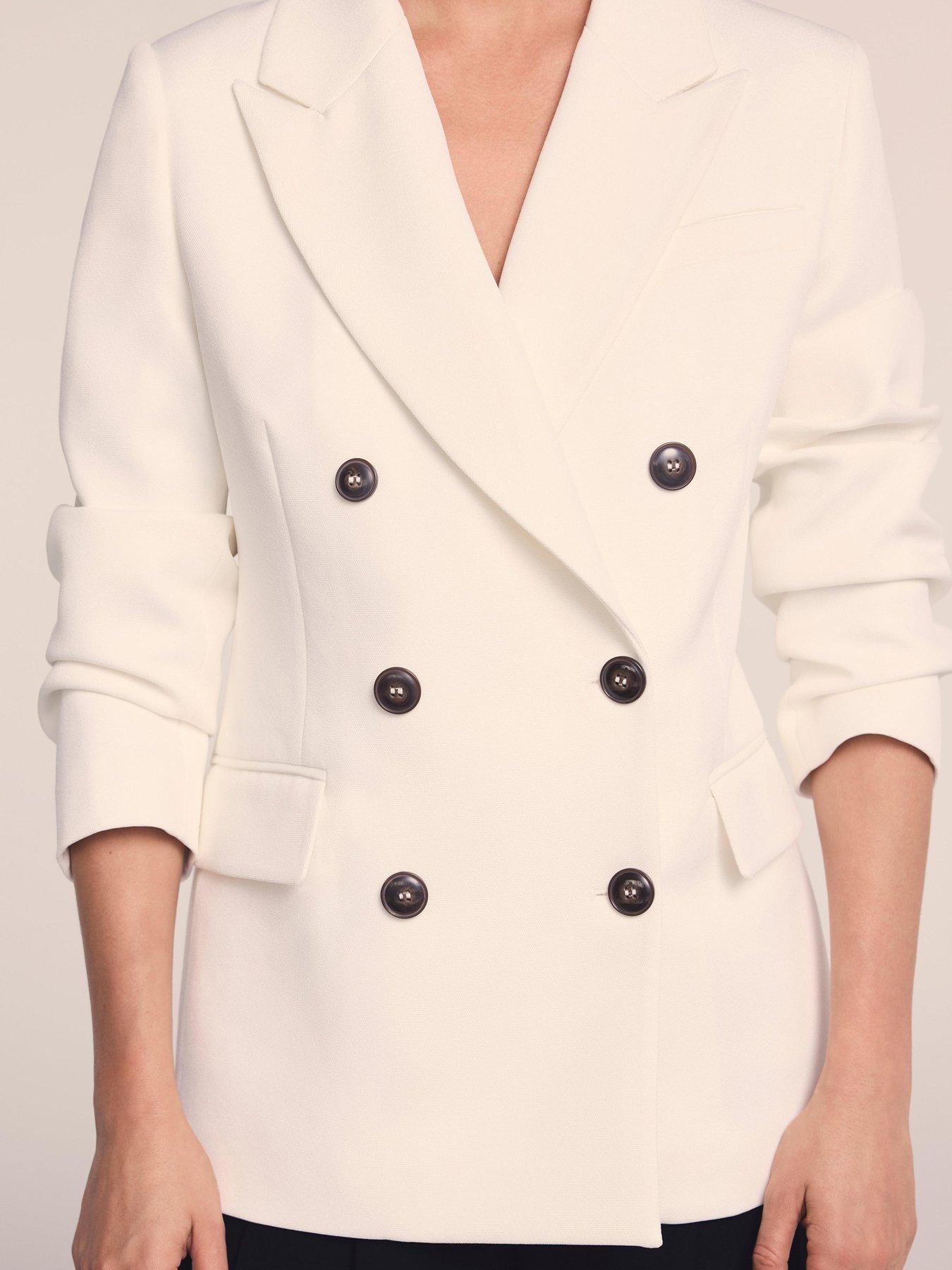 Image 4 of 6 of Mint Velvet Relaxed Double Breasted Blazer - Cream