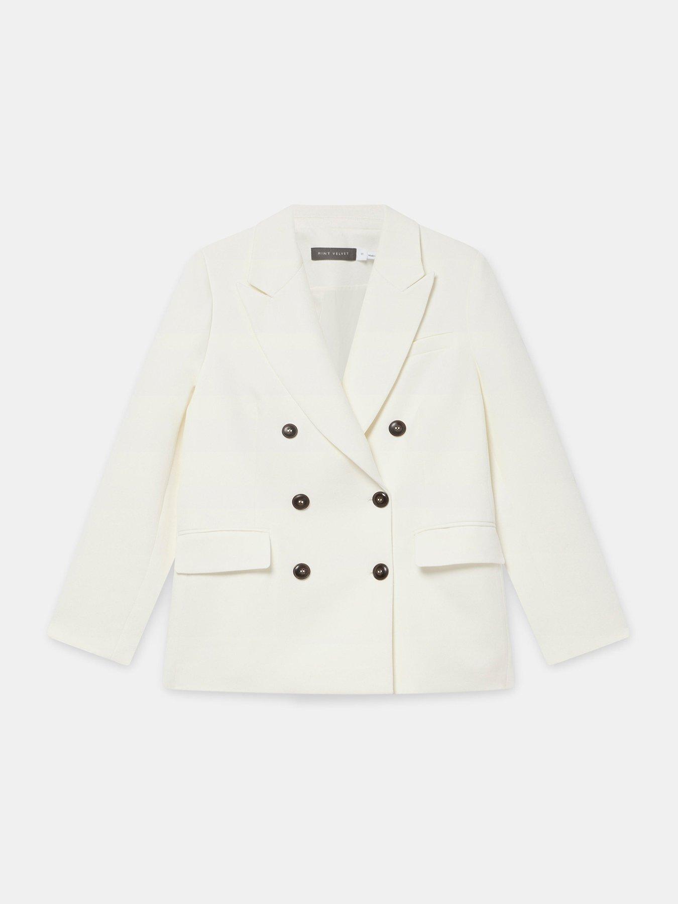 Image 5 of 6 of Mint Velvet Relaxed Double Breasted Blazer - Cream