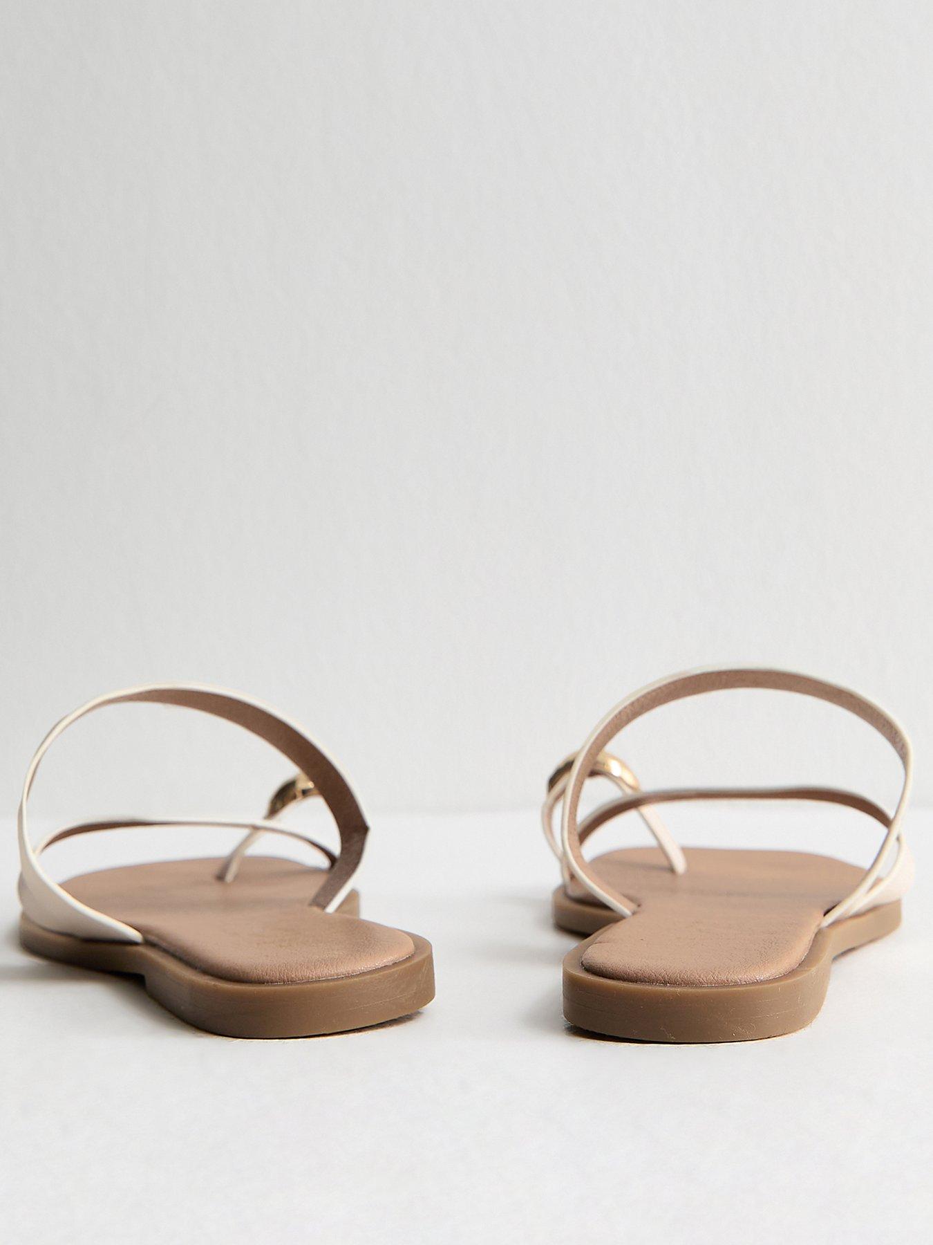New Look Wide Fit Faux Leather Metal Toe Ring Mules - Off White ...