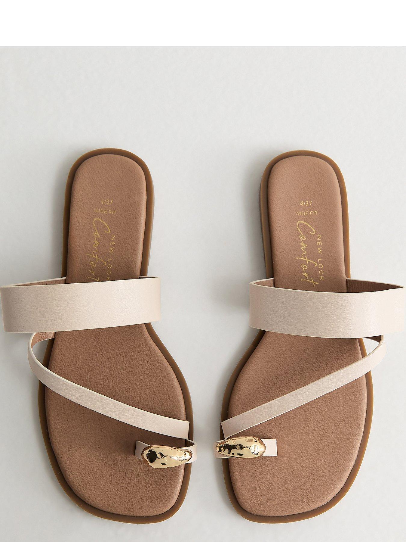 New Look Wide Fit Faux Leather Metal Toe Ring Mules - Off White ...