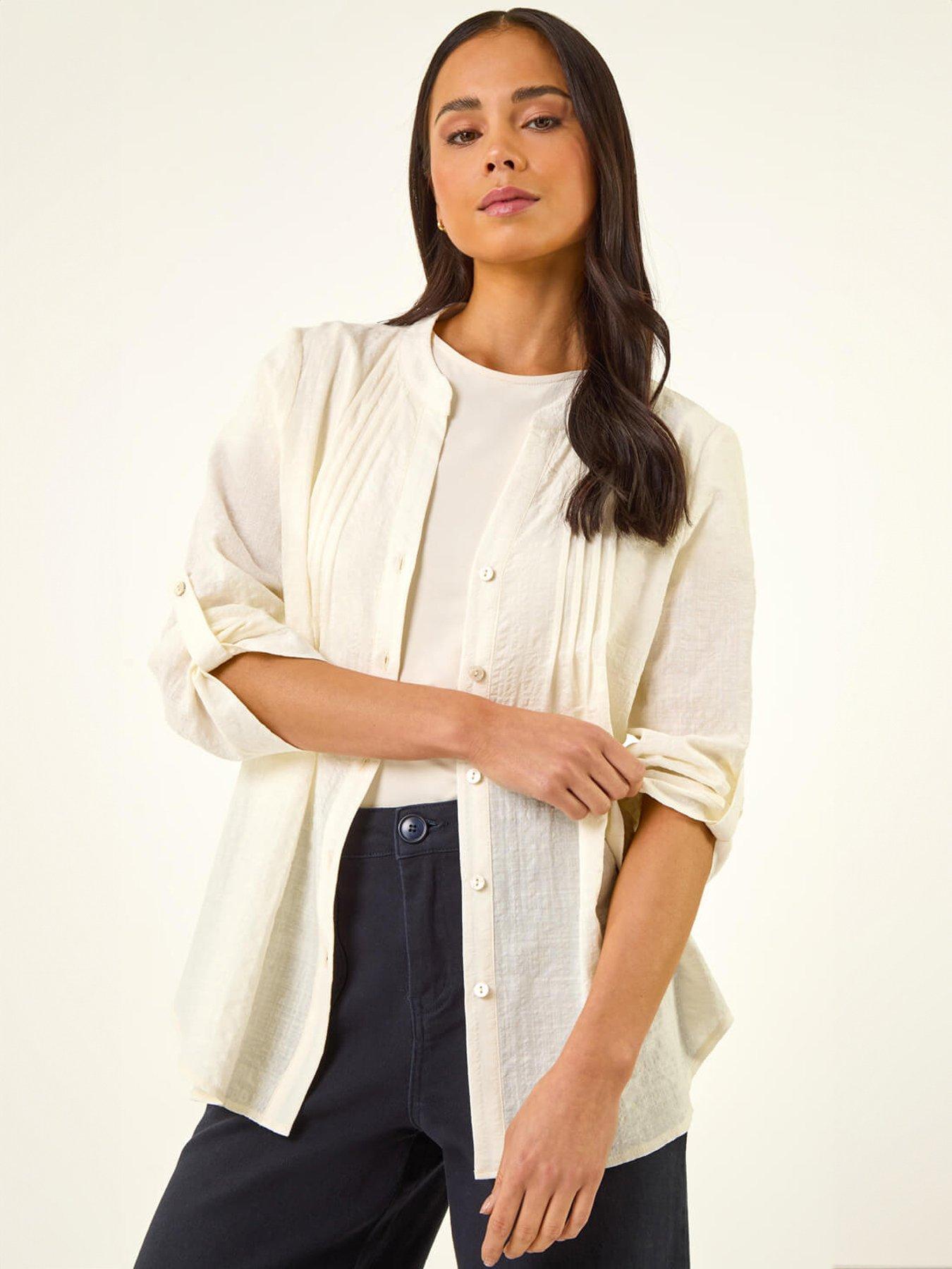 Roman Petite V-neck Button Front Top