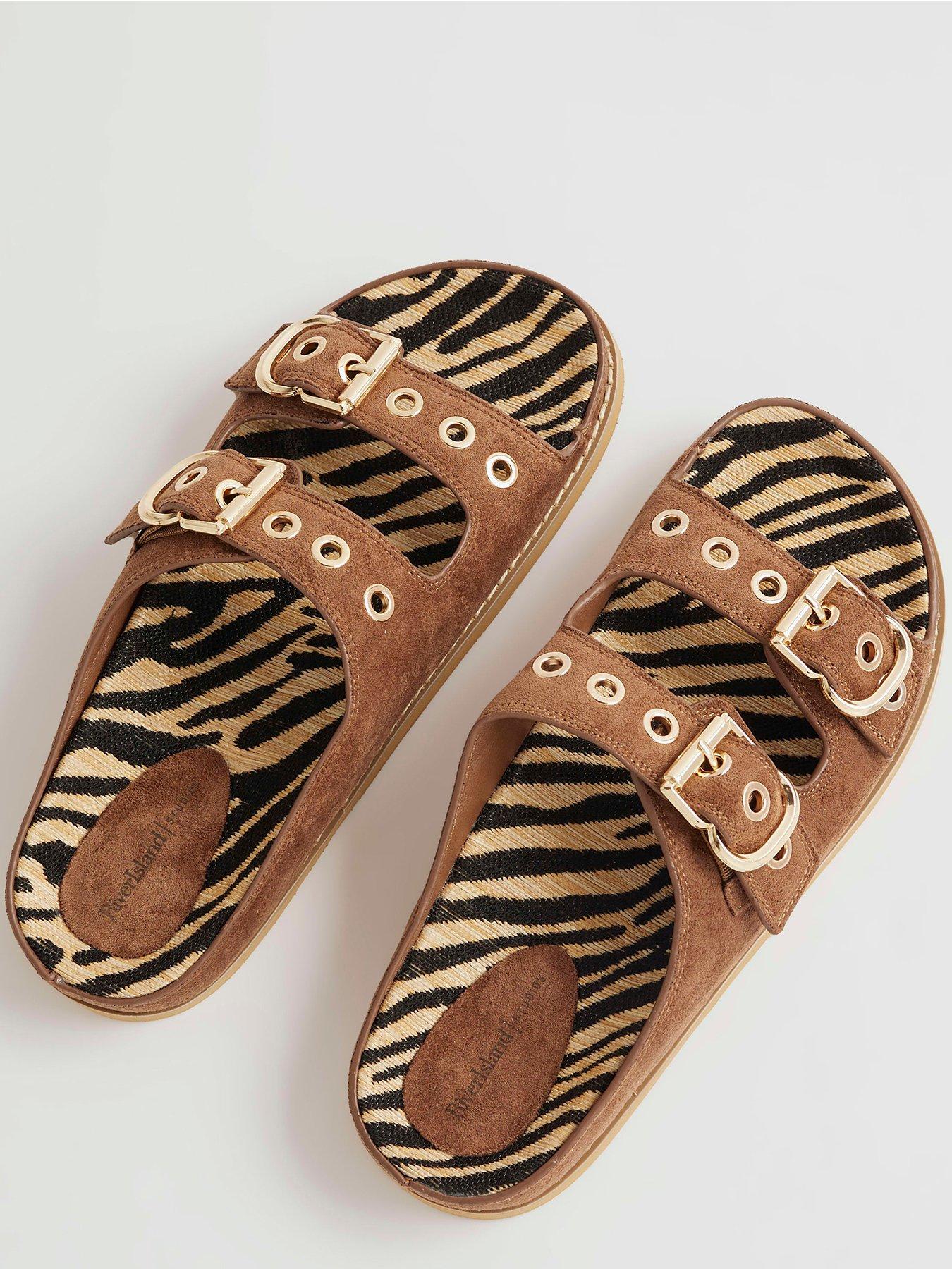Image 5 of 6 of River Island Animal Double Strap Sandal - Brown