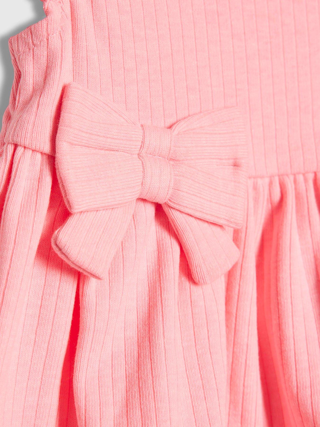 Image 5 of 5 of River Island Baby Girls Bow Peplum Ribbed T-Shirt Set - Pink