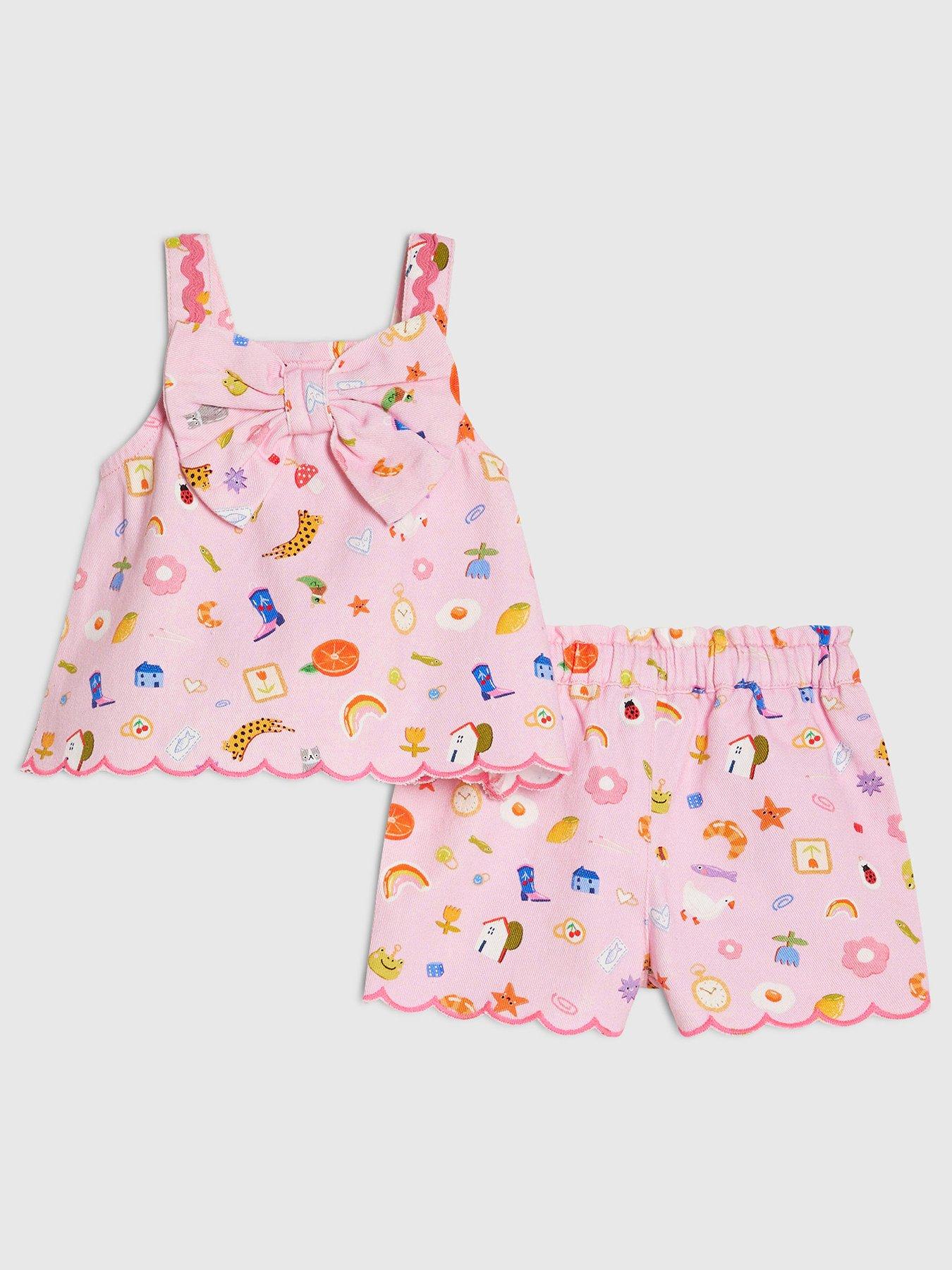 River Island Baby Girls Icon Bow Foods Cami Set - Pink