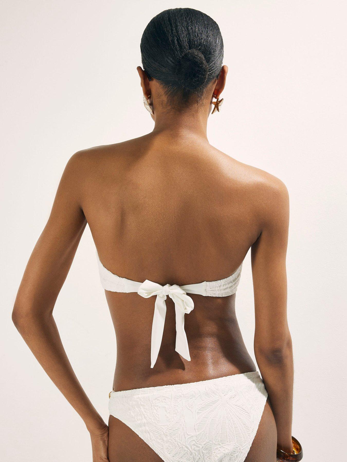  image of river-island-texture-shell-bandeau-bikini-top-white