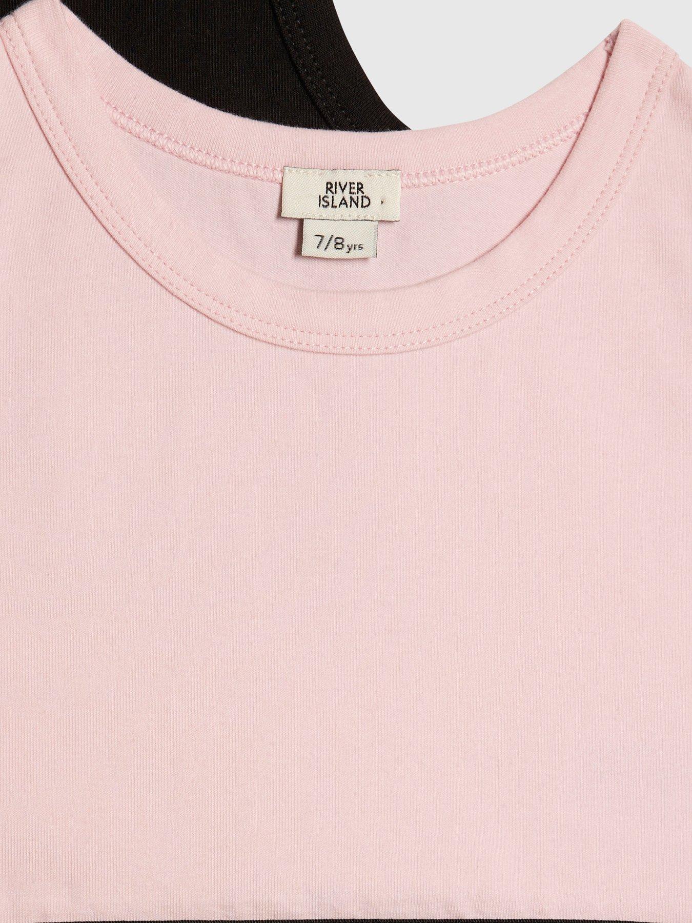 Image 3 of 4 of River Island Older Girls 2 Pack Tank Tops - Black/Pink