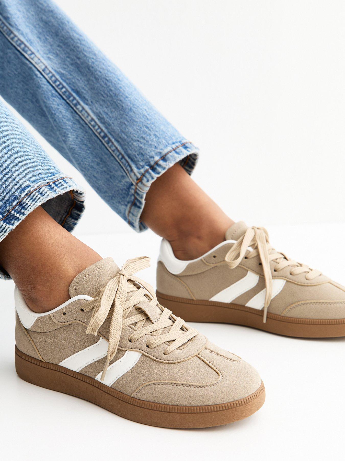 New Look Camel Faux Suede Contrast Side Stripe Trainers