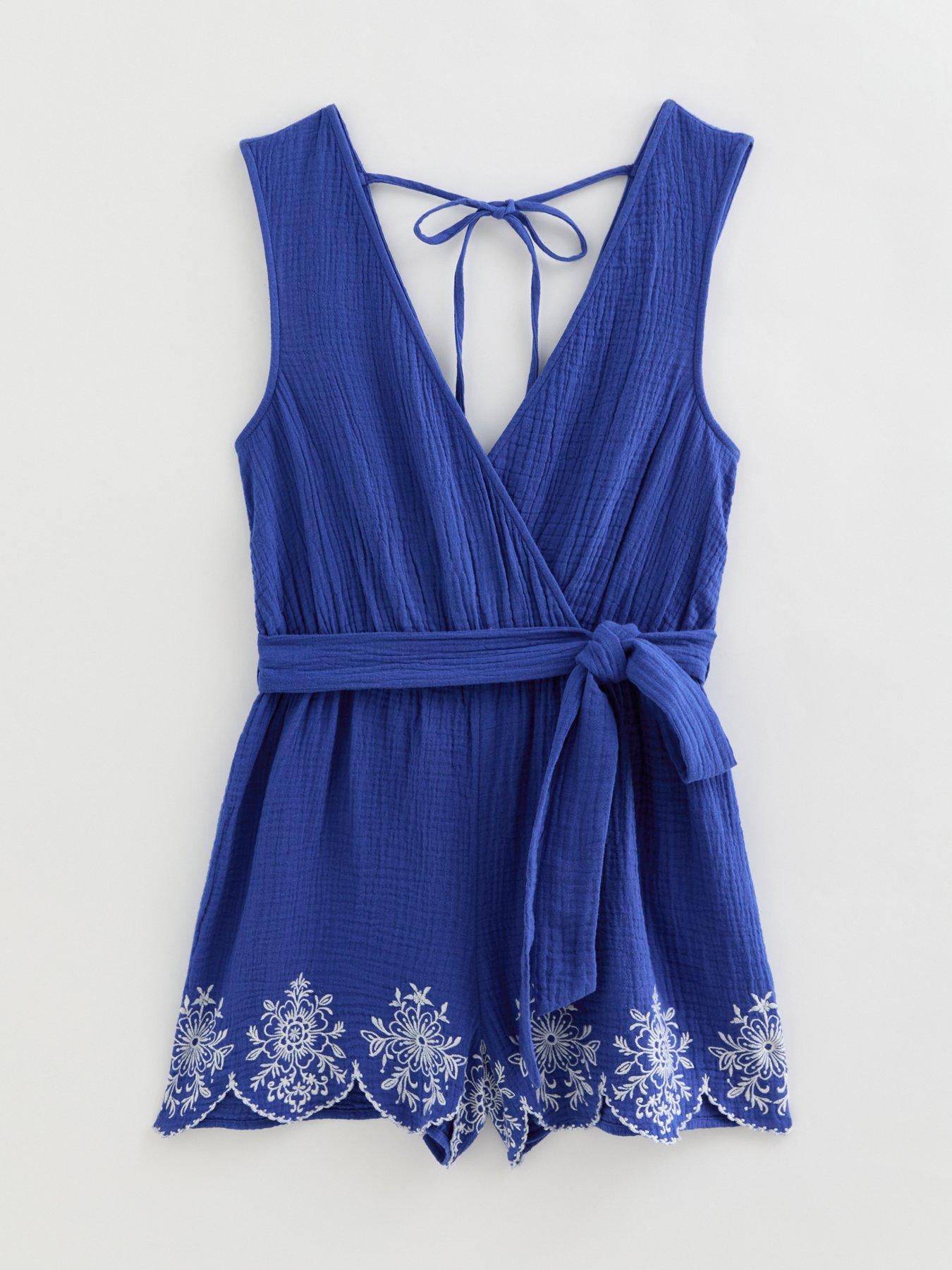  image of new-look-cotton-embroidered-beach-playsuit-blue