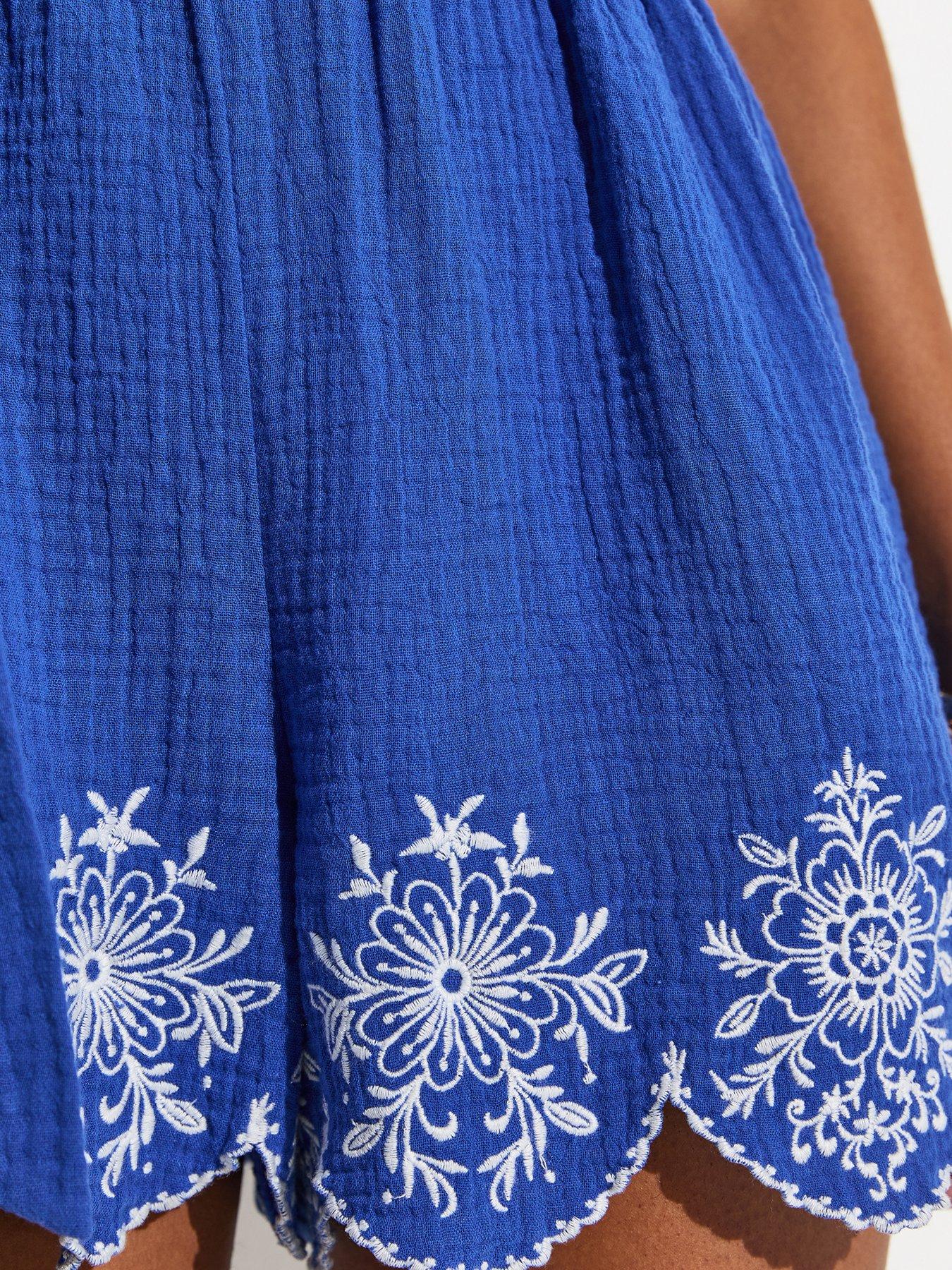  image of new-look-cotton-embroidered-beach-playsuit-blue
