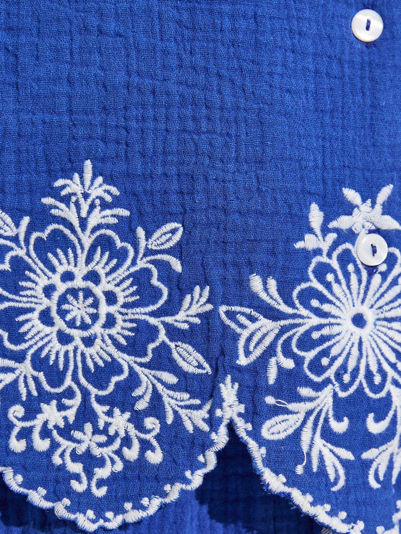 Image 6 of 6 of New Look Embroidered Beach Shirt - Blue