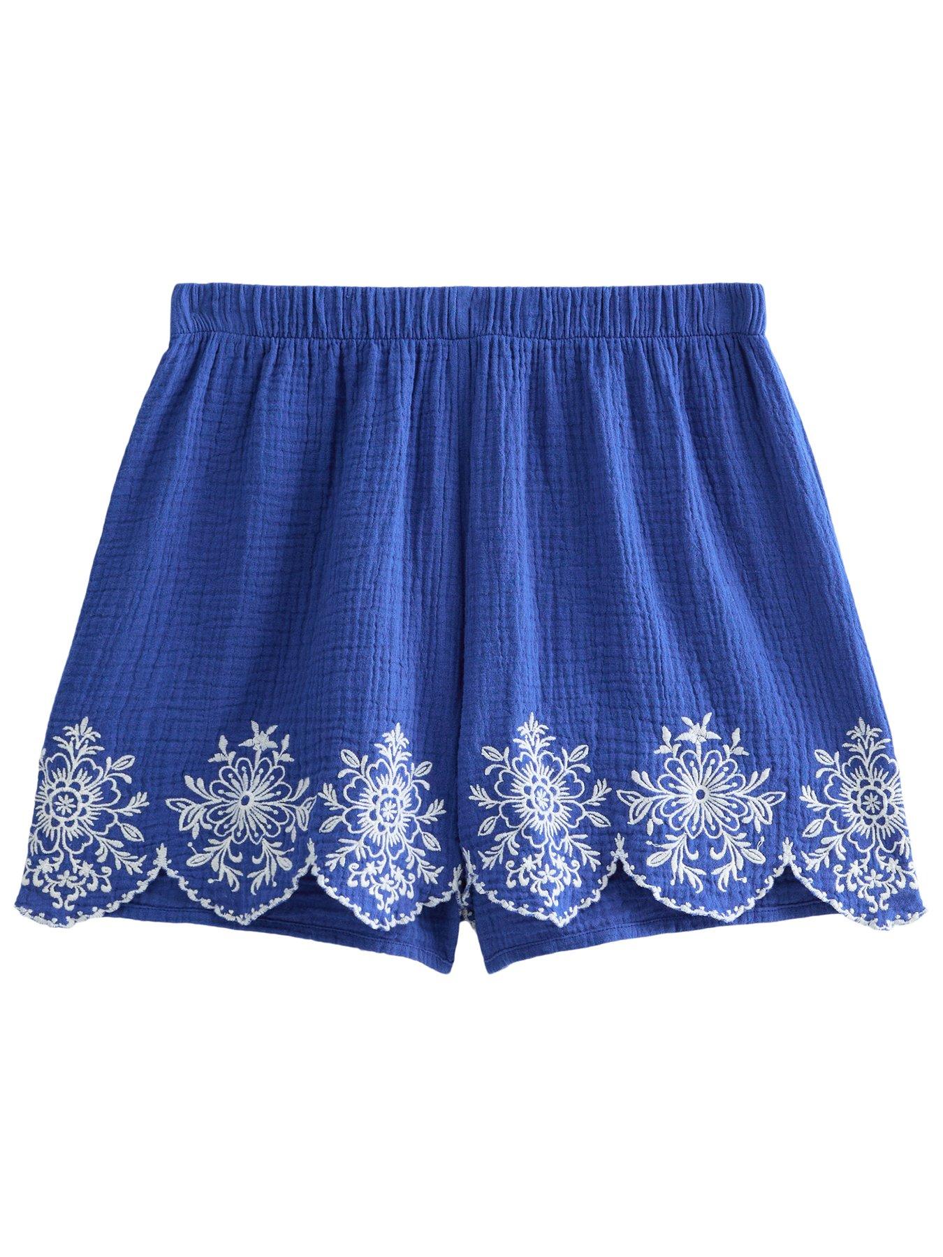 Image 5 of 6 of New Look Embroidered Beach Shorts - Blue