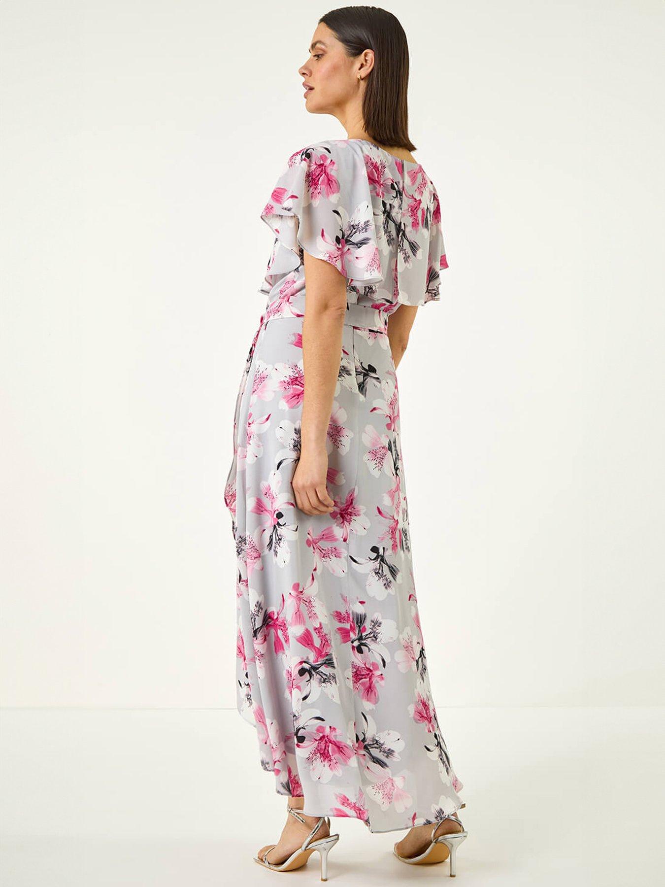 Image 2 of 5 of Roman Floral Frill Belted Wrap Dress
