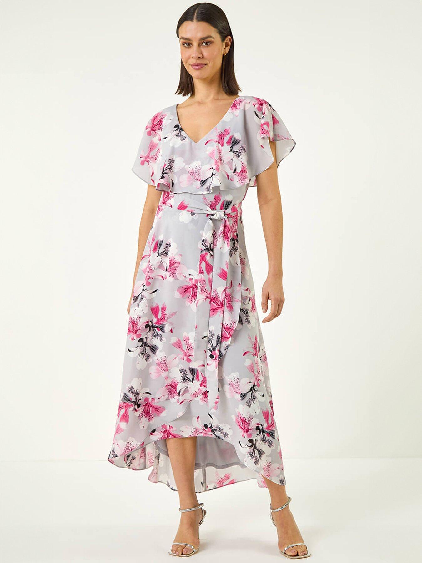 Image 3 of 5 of Roman Floral Frill Belted Wrap Dress