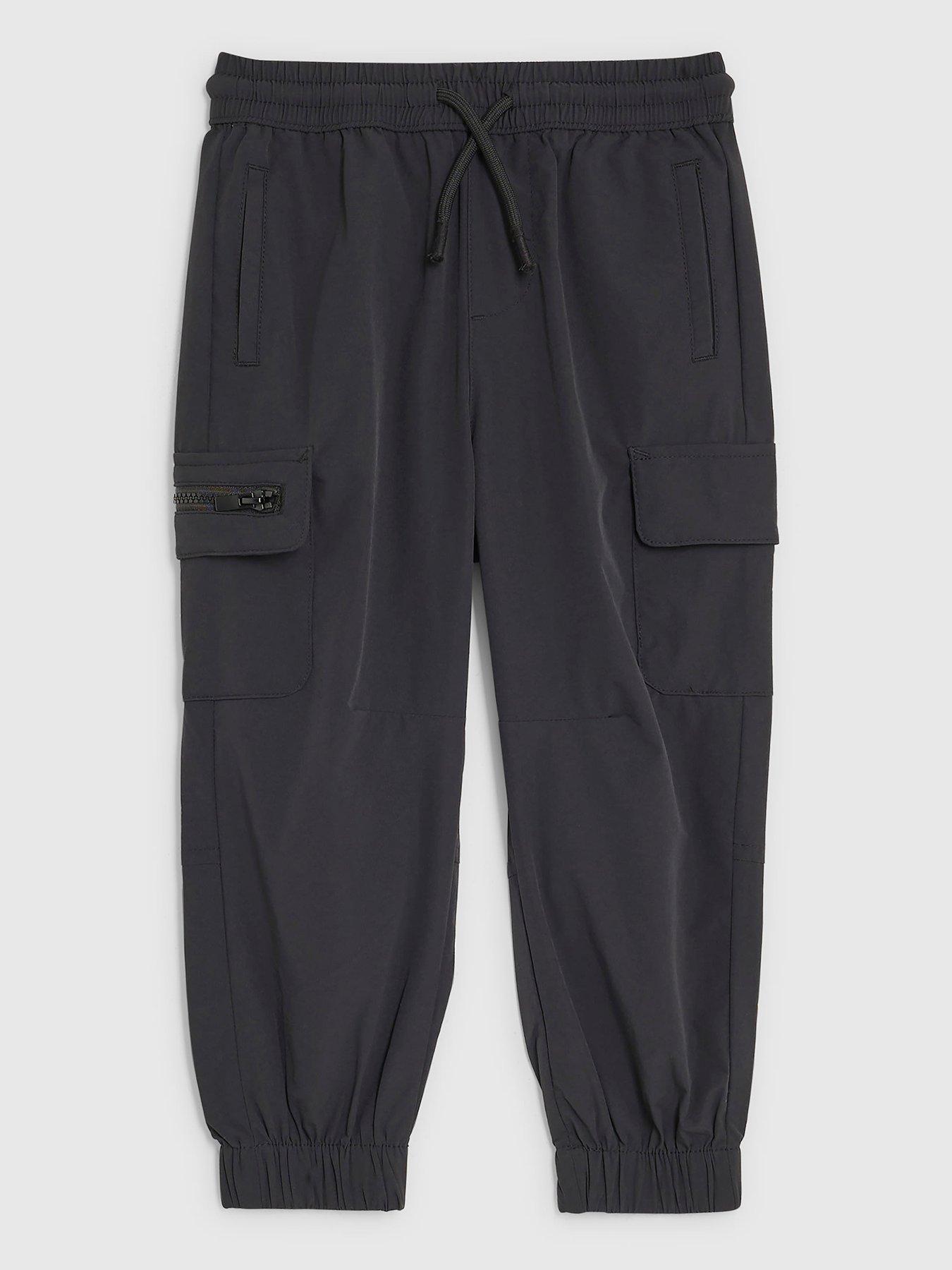 Image 1 of 4 of River Island Mini Boys Zip Cargo Trousers - Black