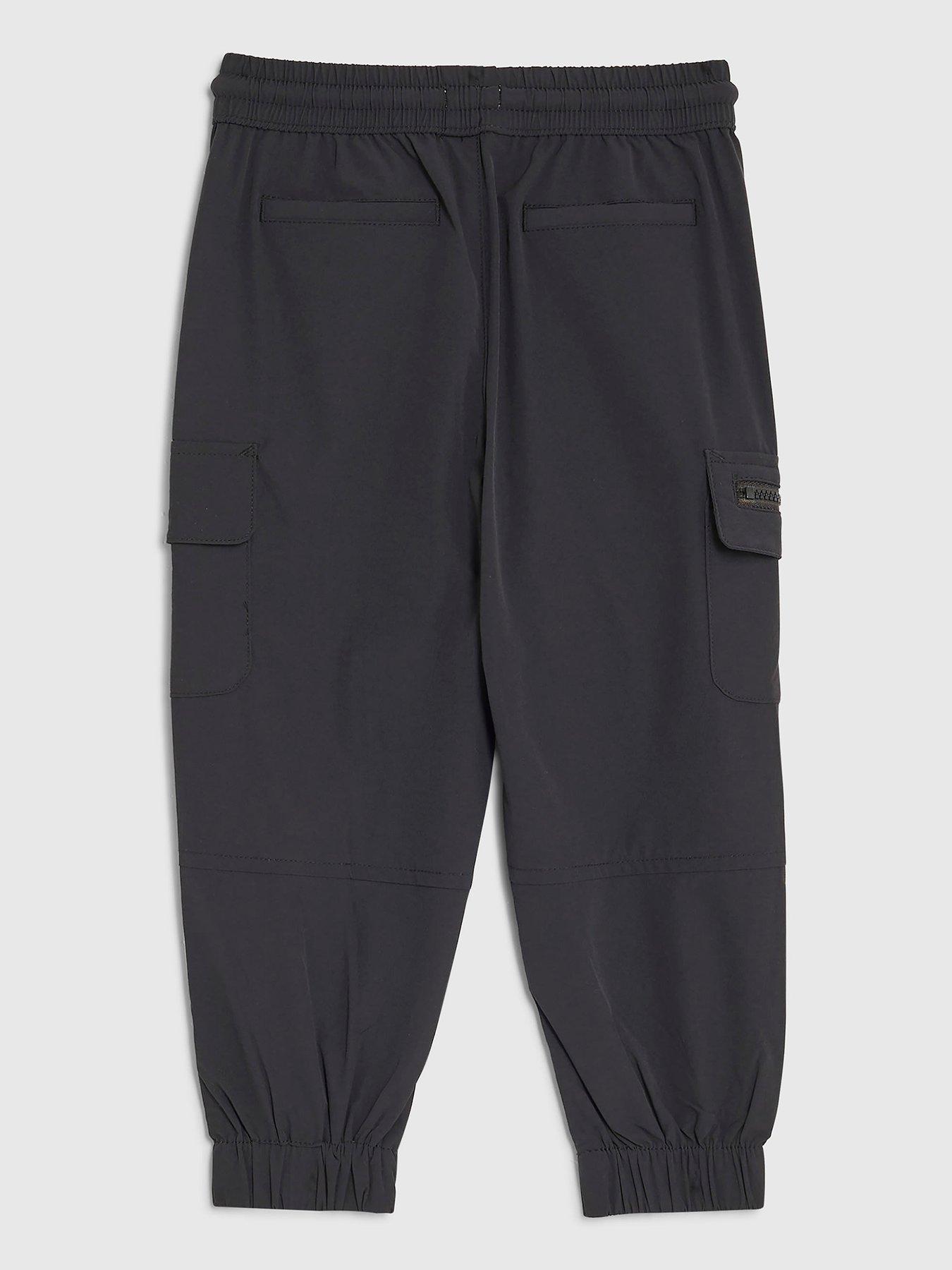 Image 2 of 4 of River Island Mini Boys Zip Cargo Trousers - Black