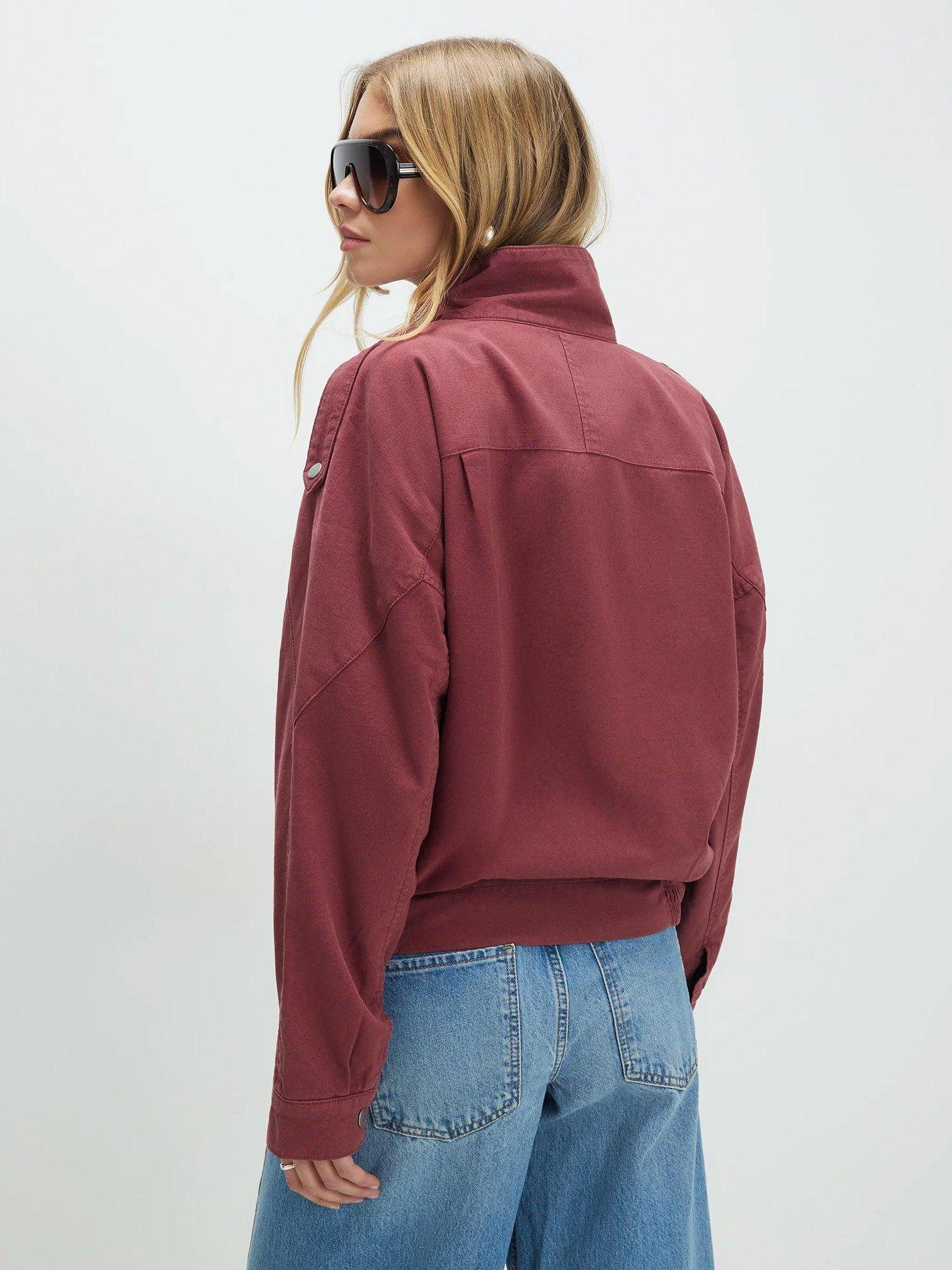 Image 2 of 4 of River Island Washed Funnel Bomber - Red